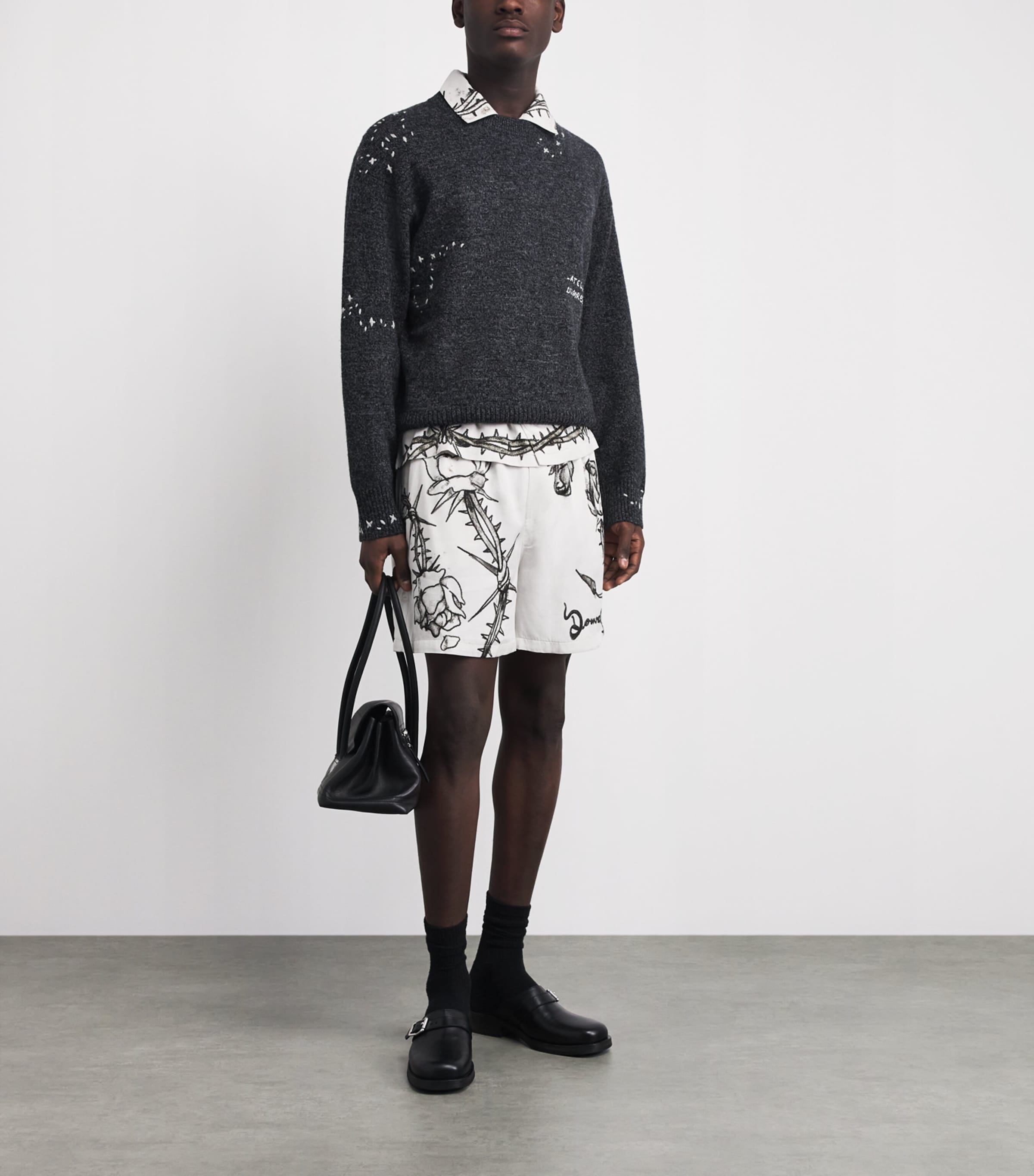DOMREBEL Mens Wool-Blend Renegade Sweater Charcoal Image 2