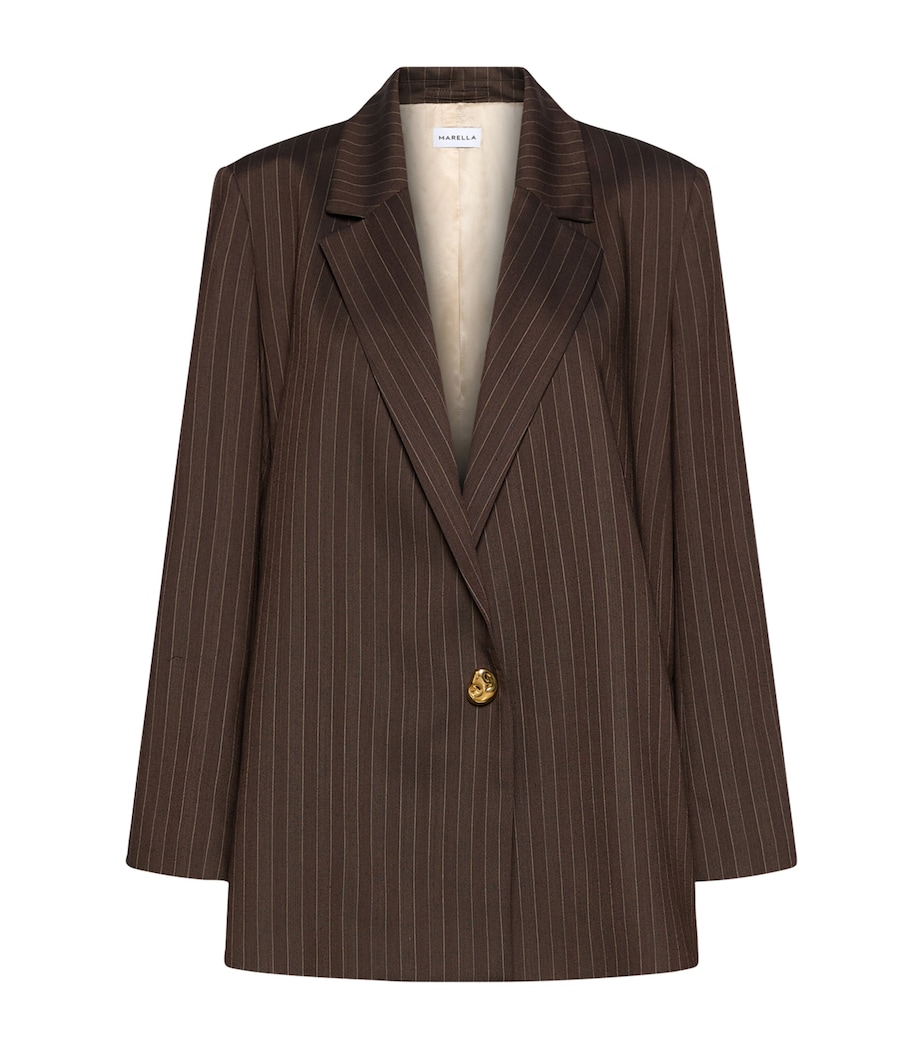 Marella Womens Virgin Wool-Blend Blazer Brown Image 1
