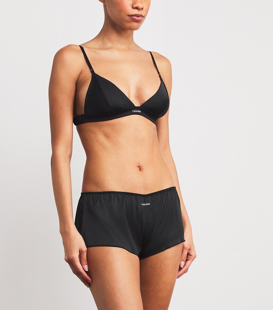 Satin Signature Triangle Bra BLACK Image 2