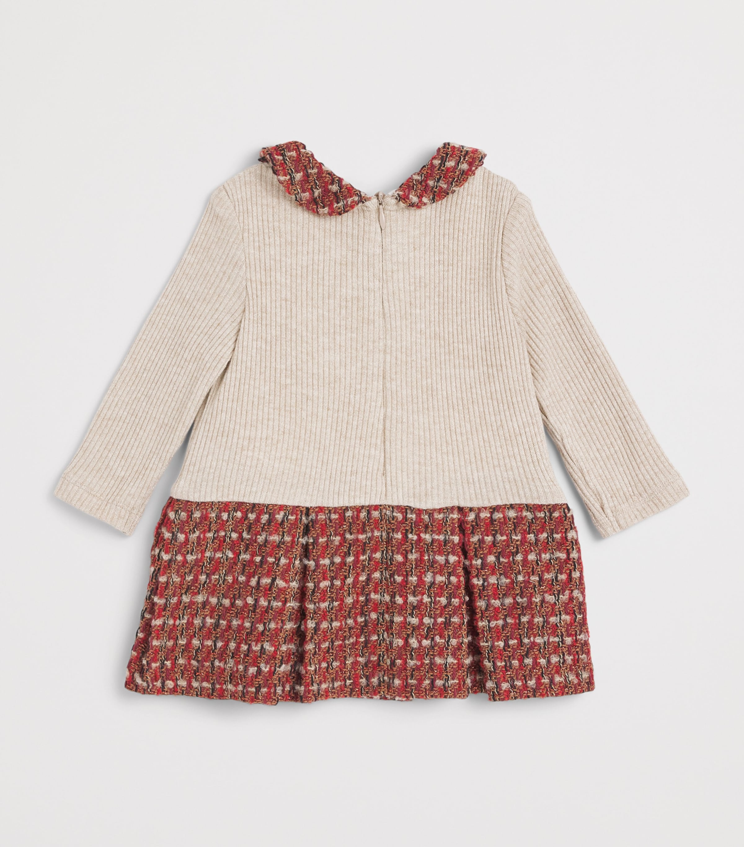 Patachou Collared Knit and Tweed Dress (6 Months-4 Years) Tweed Image 2