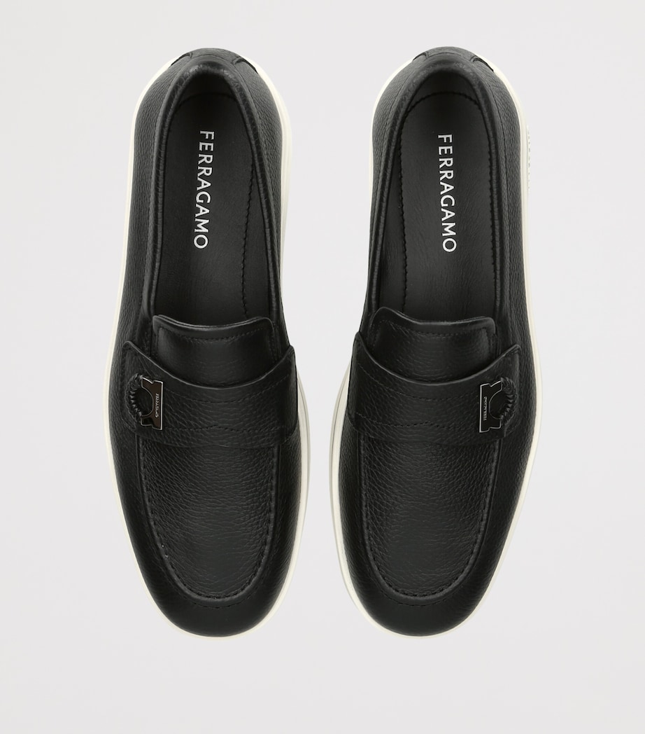 Salvatore Ferragamo Leather Tancredi Loafers Black Image 3