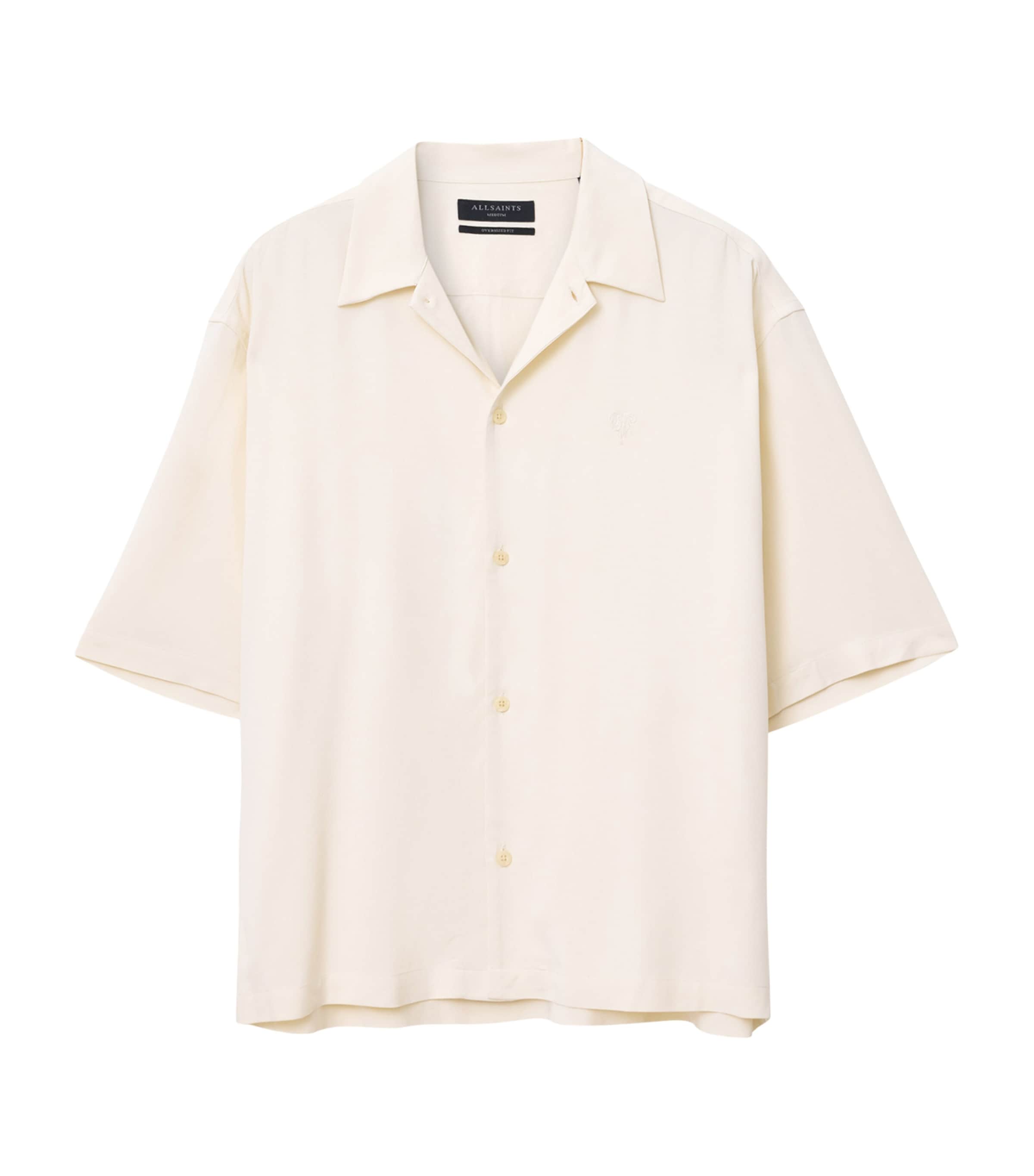 Allsaints Mens Jetstream Whit Rialto Oversized Woven Shirt In White
