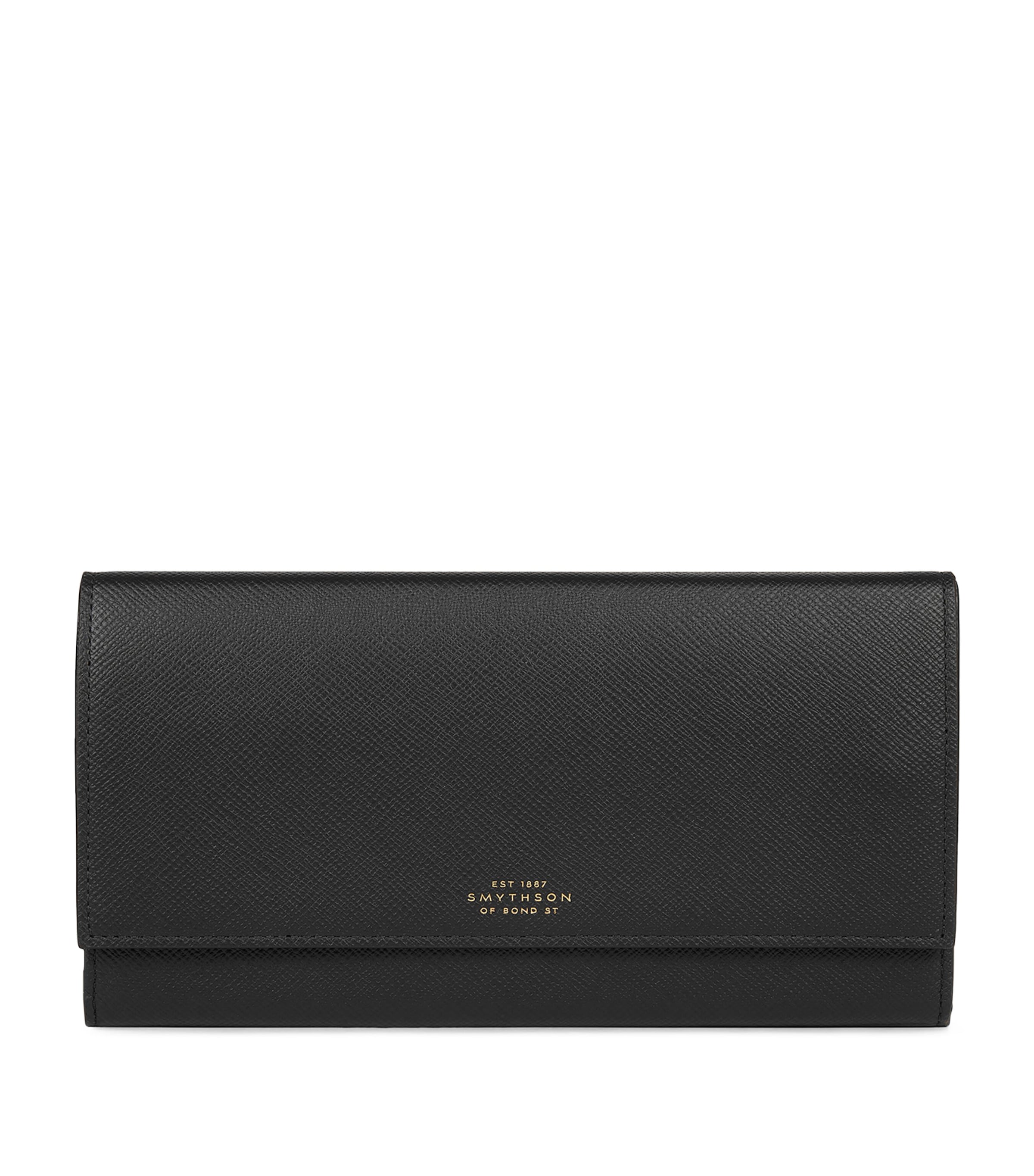 Smythson Marshall Travel Wallet In Panama In Black
