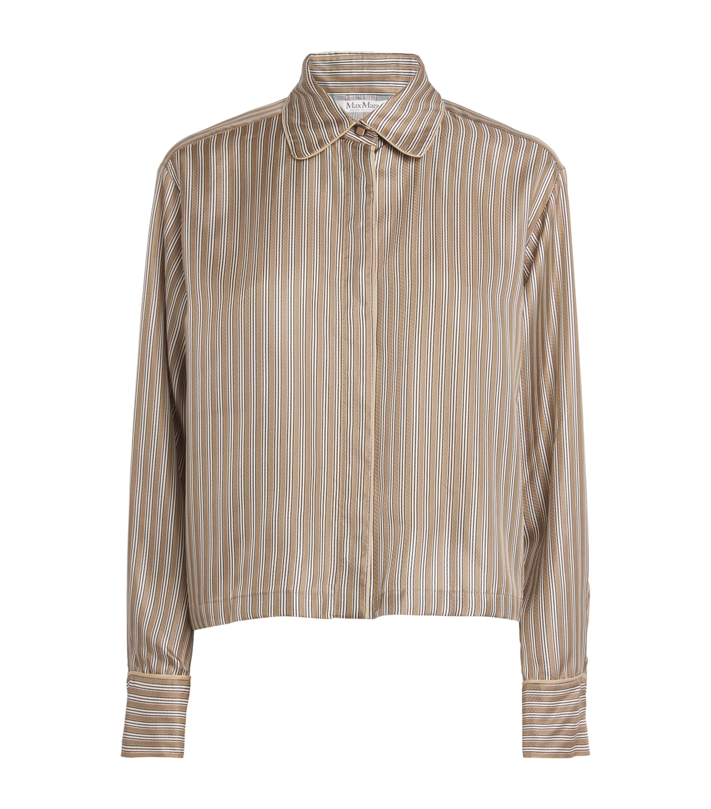 Max Mara Brama Striped Twill Silk Cropped Shirt Shirts Multicolor In Neutral