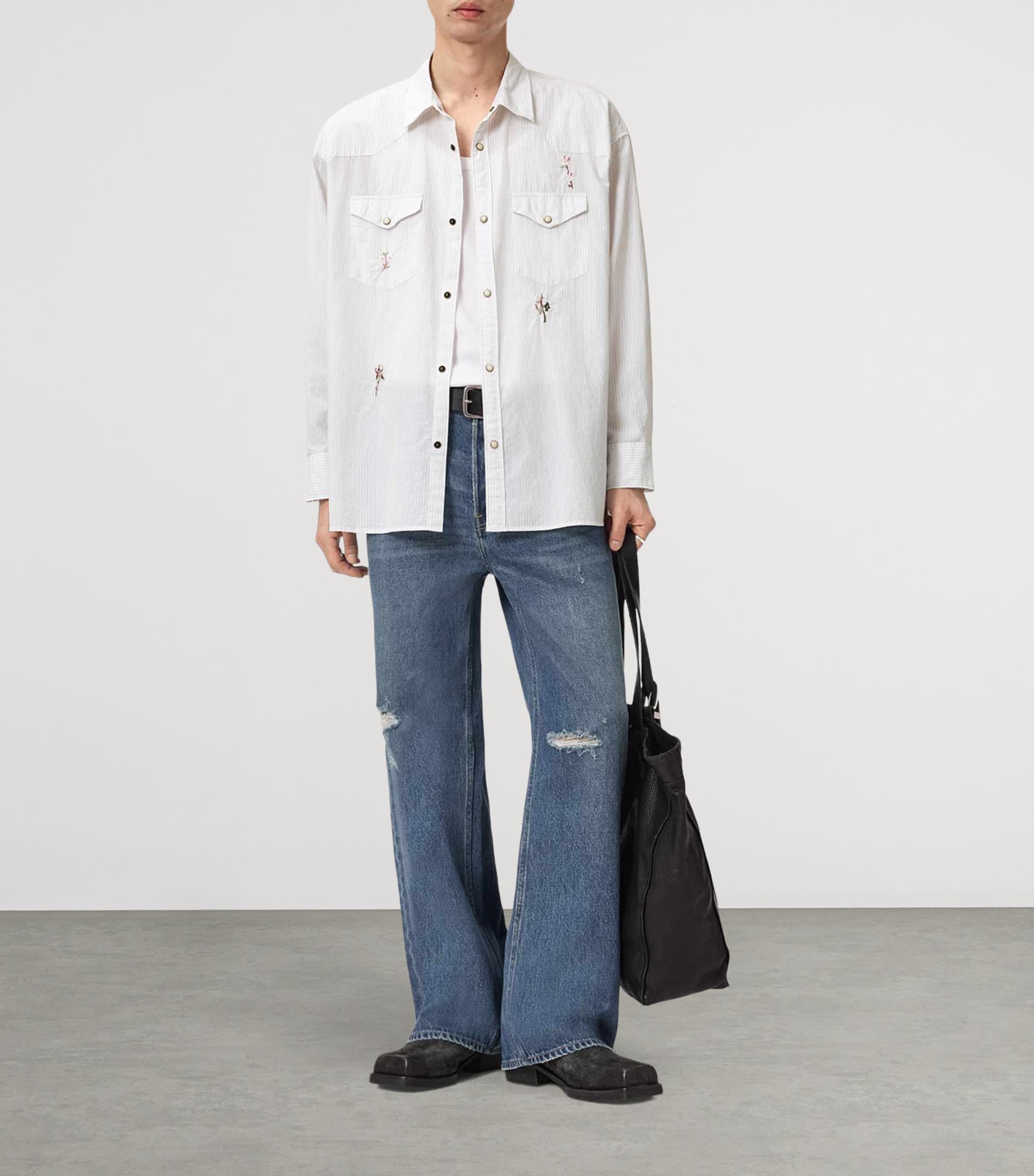 AllSaints Mens Organic Cotton Portman Shirt Off White Image 3