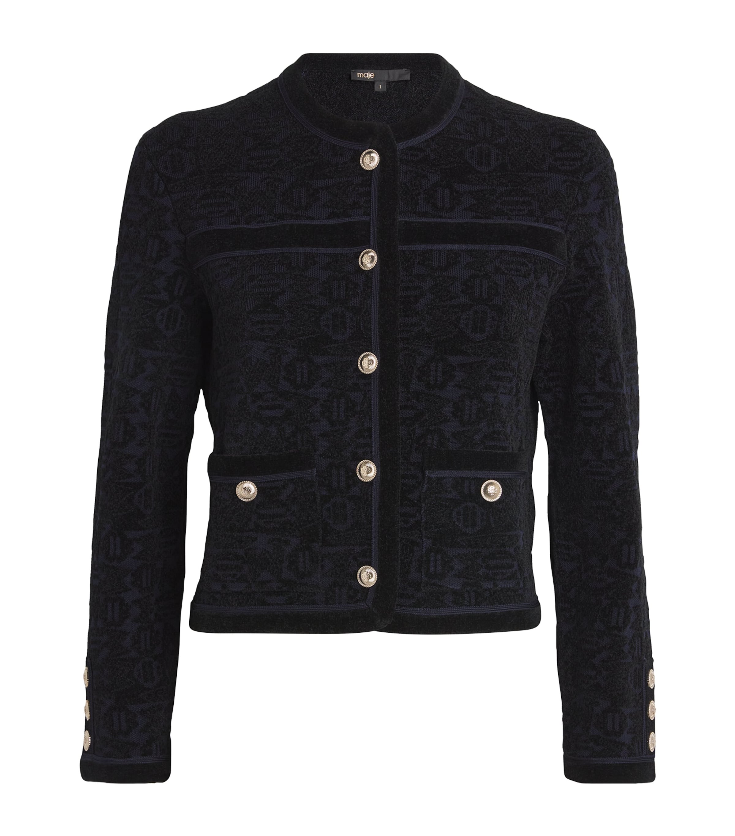 MAJE VELVET JACQUARD CARDIGAN 