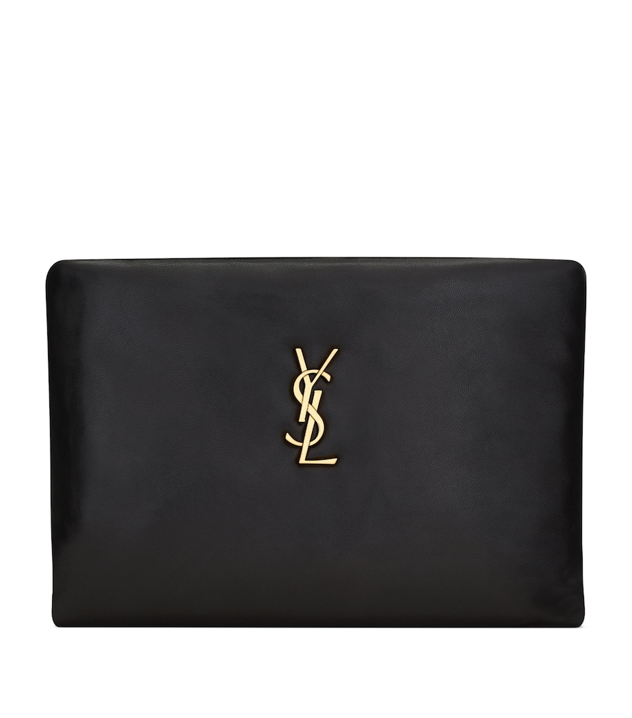 Saint Laurent Lambskin Logo-Embellished Pouch Image 1