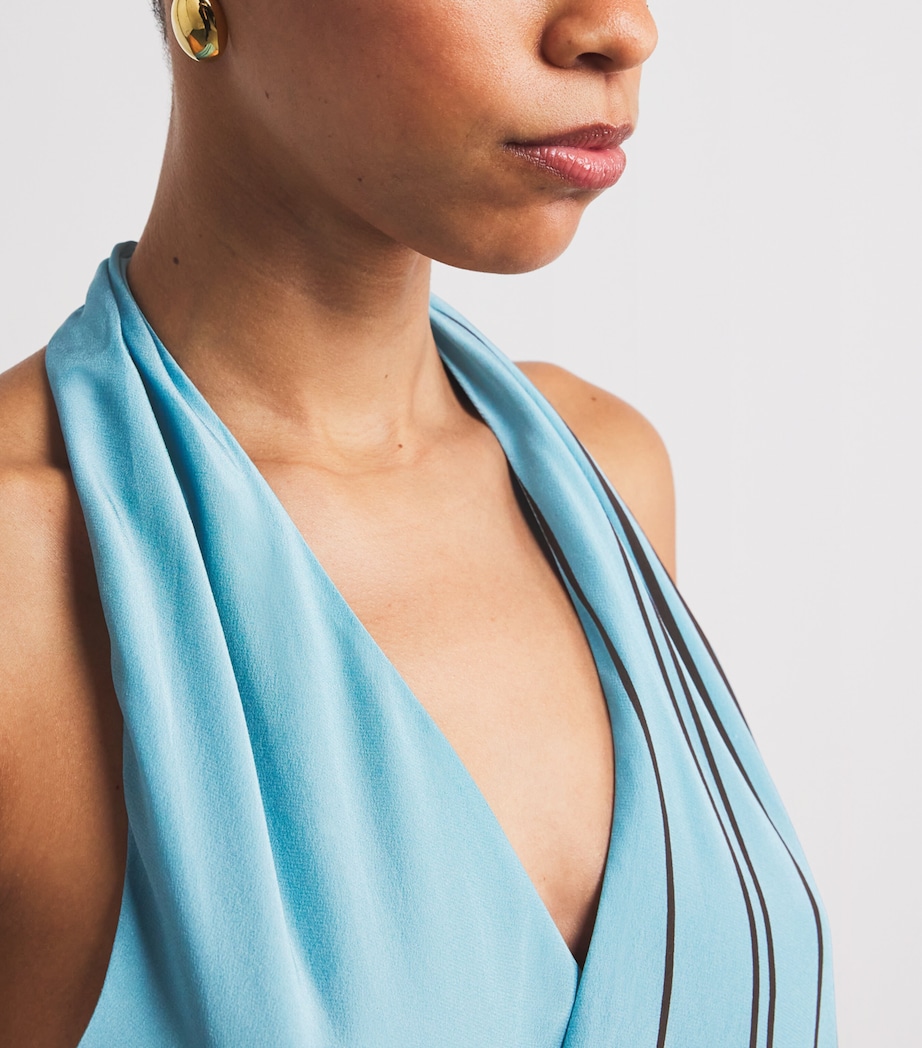 Silk Halterneck Maxi Dress PACHA MINERAL STRIPE Image 4