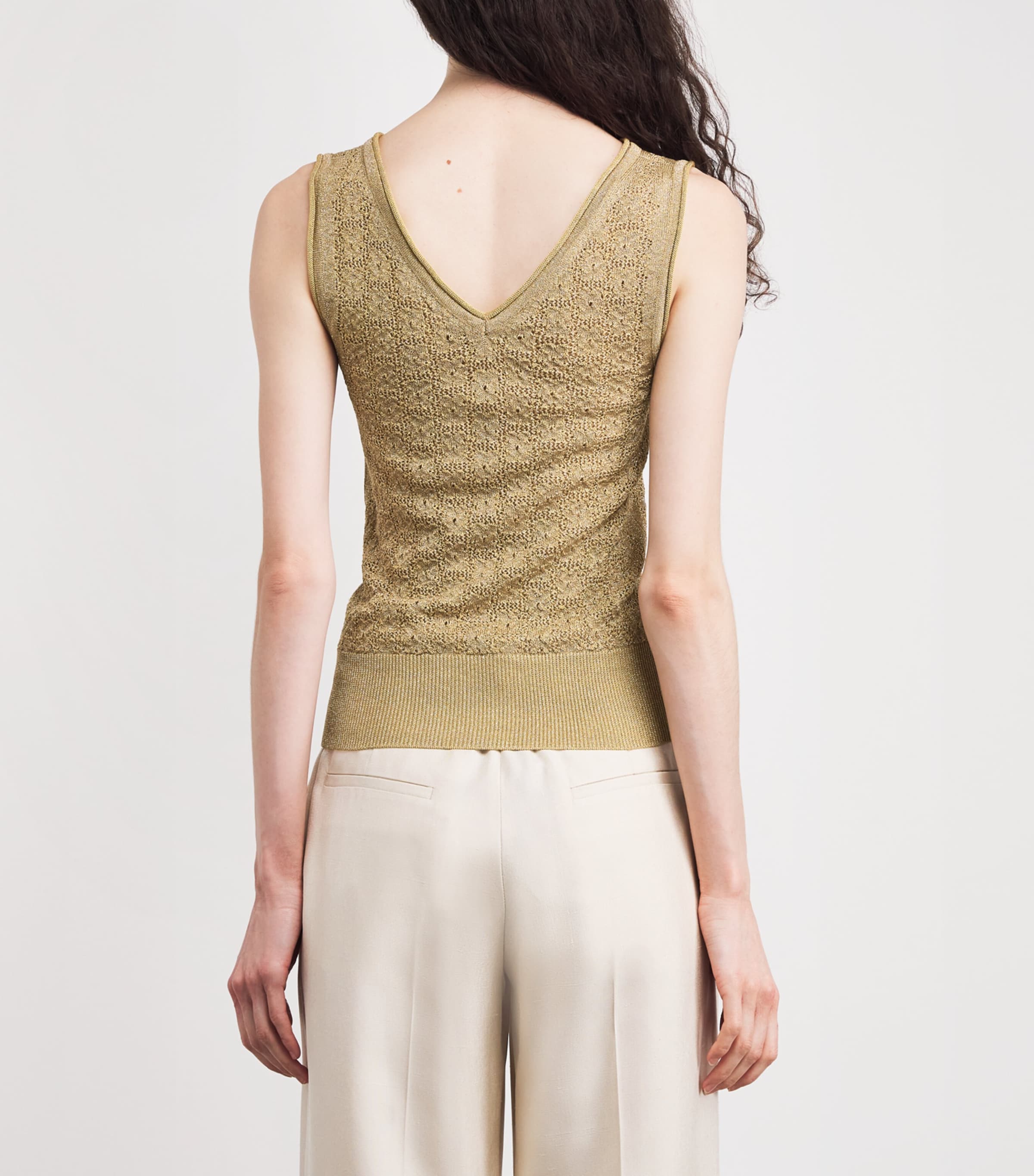 Knitted Lurex Tank Top GLD111 GOLD Image 4