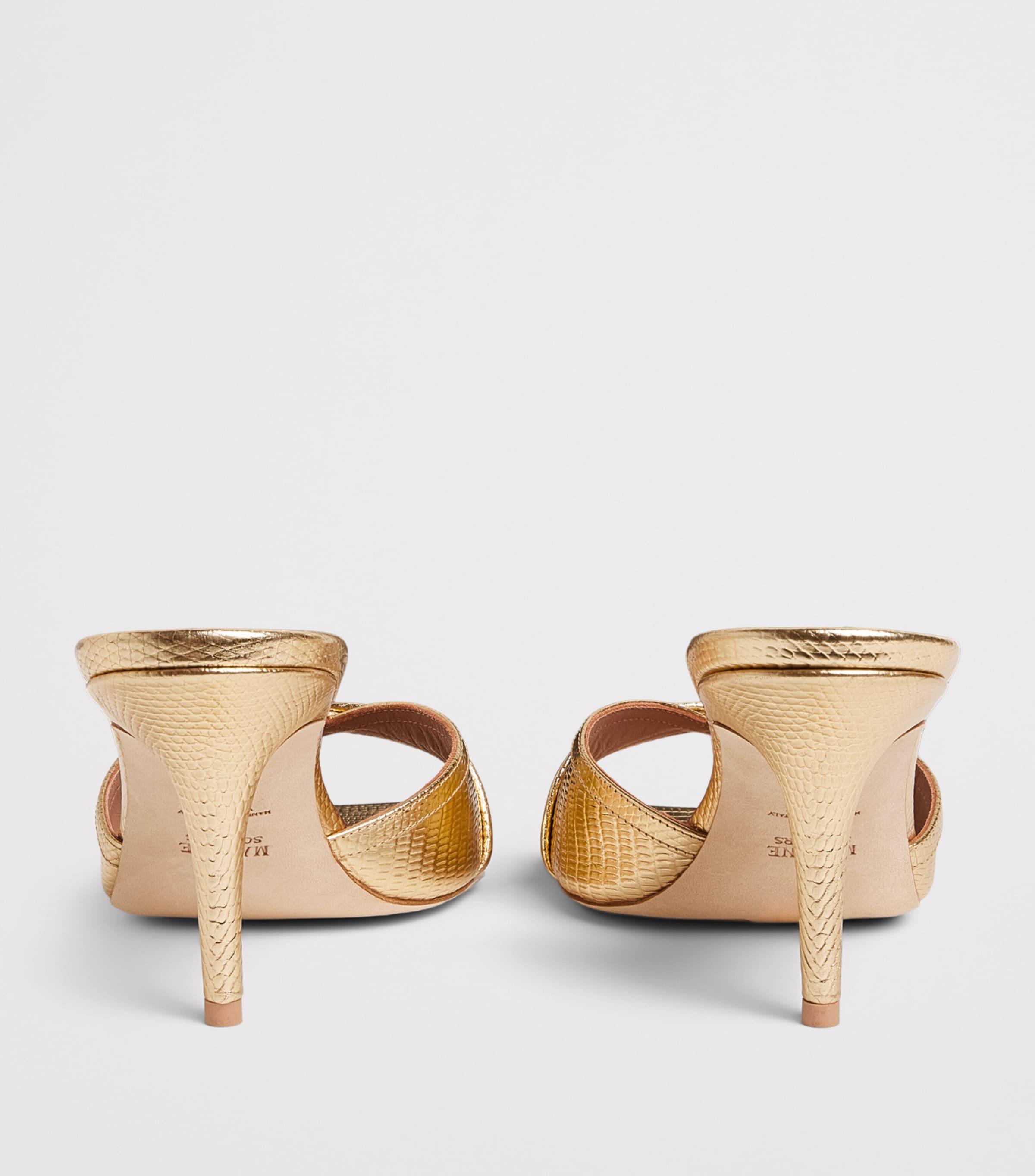 Malone Souliers x Harrods Exclusive Metallic Leather Embossed Perla Mules 70 Antique Gold Image 5