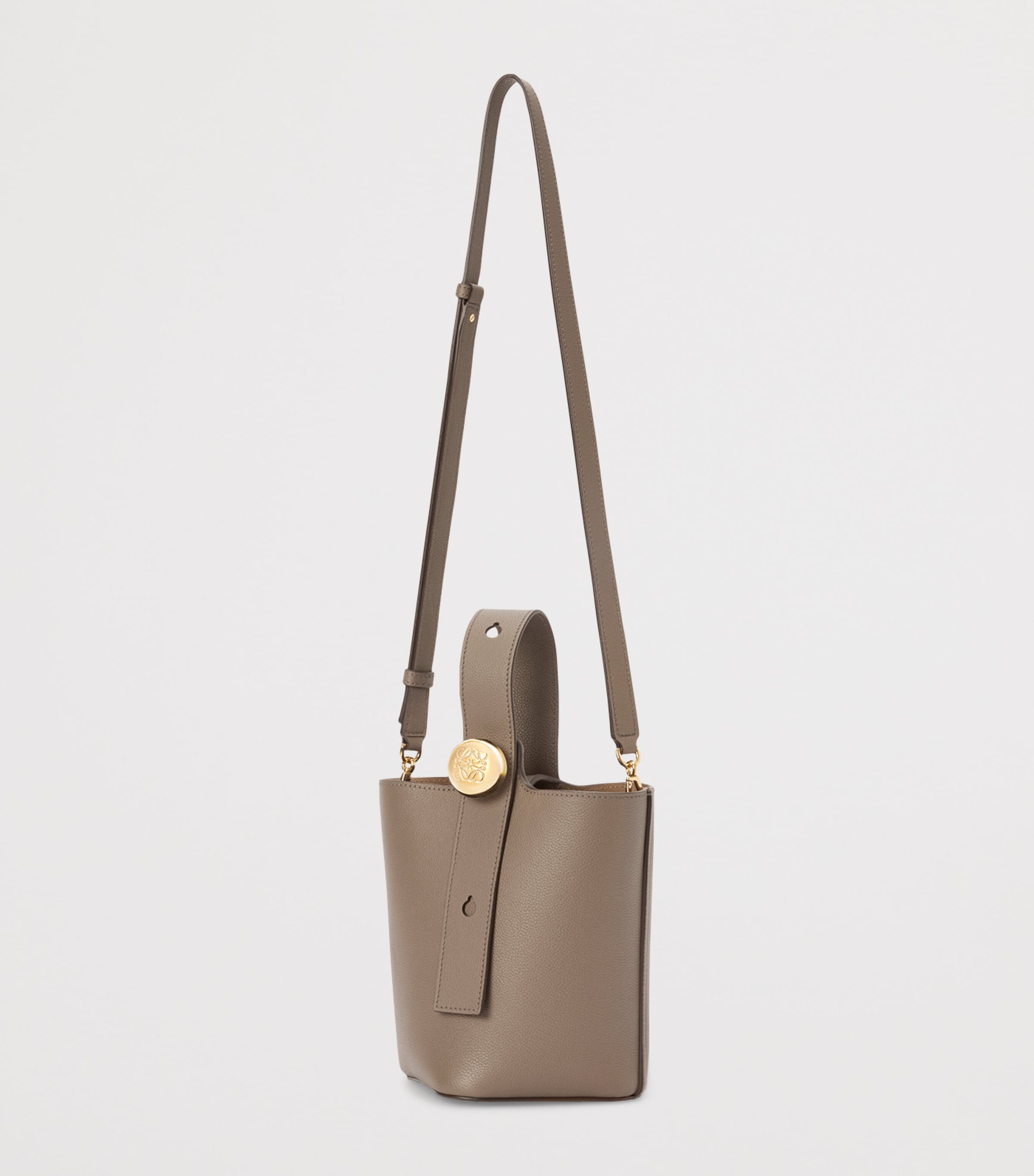 Mini Leather Pebble Bucket Bag TAUPE Image 4