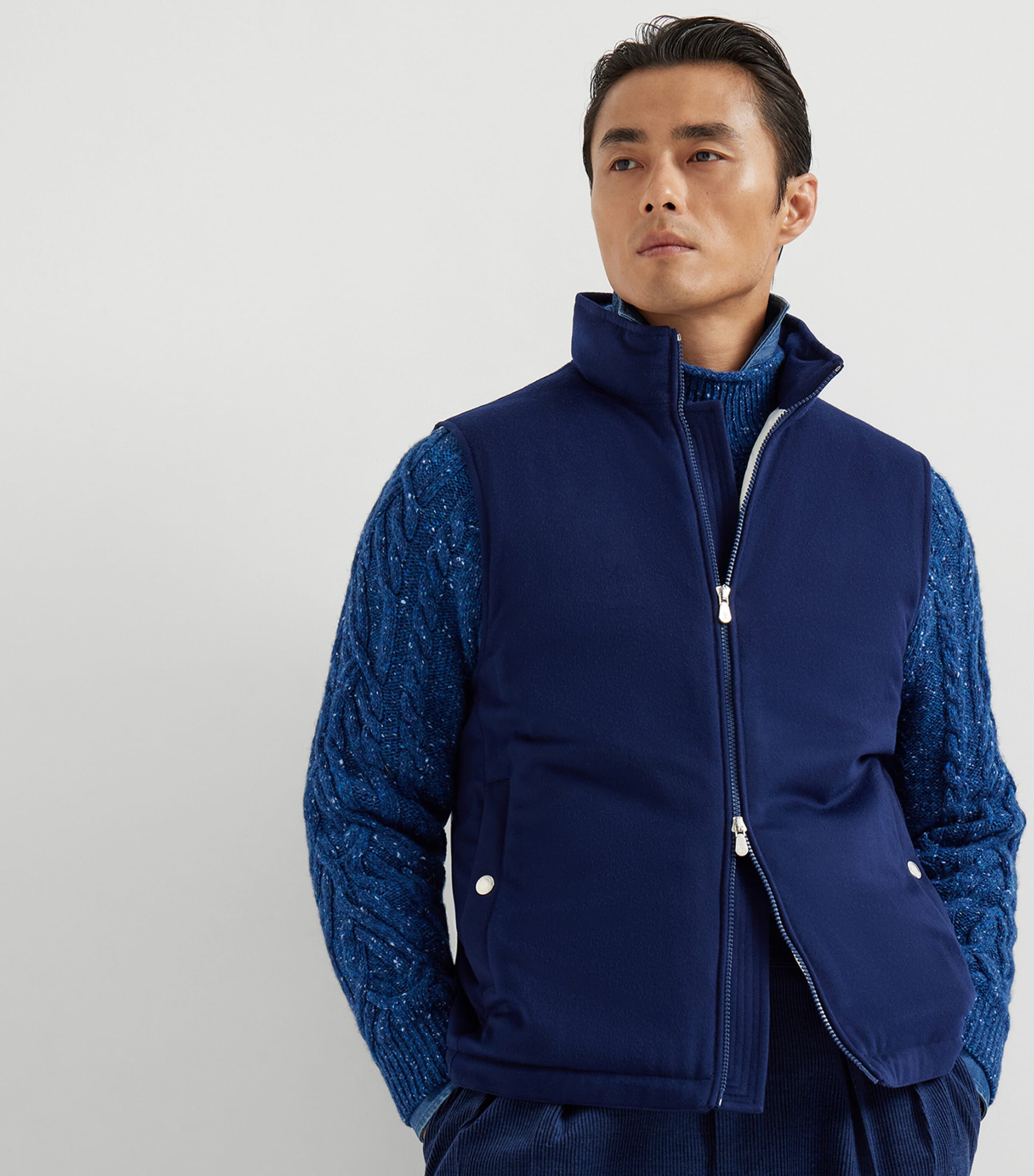 Down-Fill Wool Flannel Gilet CXZ60 Image 3