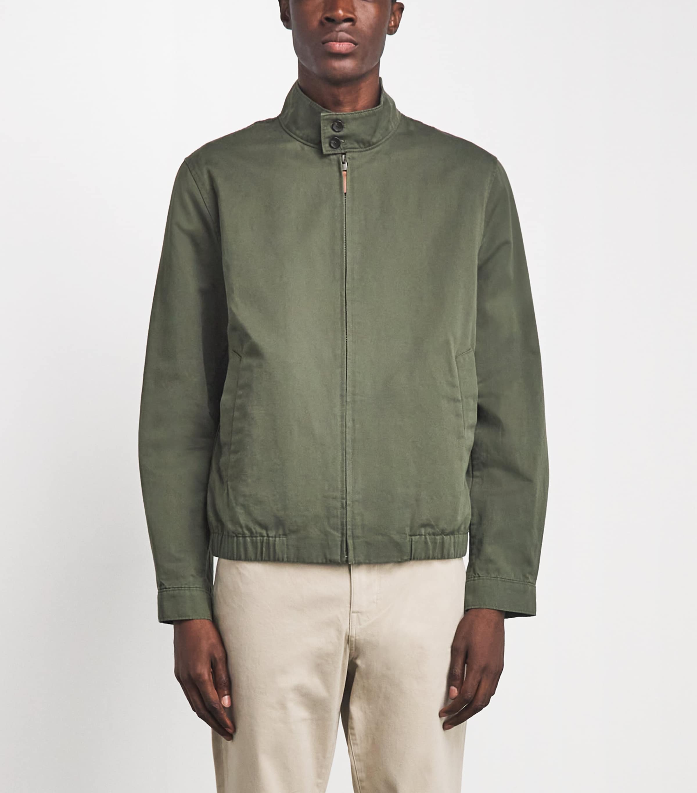 Vince Mens Cotton-Linen Bomber Jacket Coulter Green Image 4