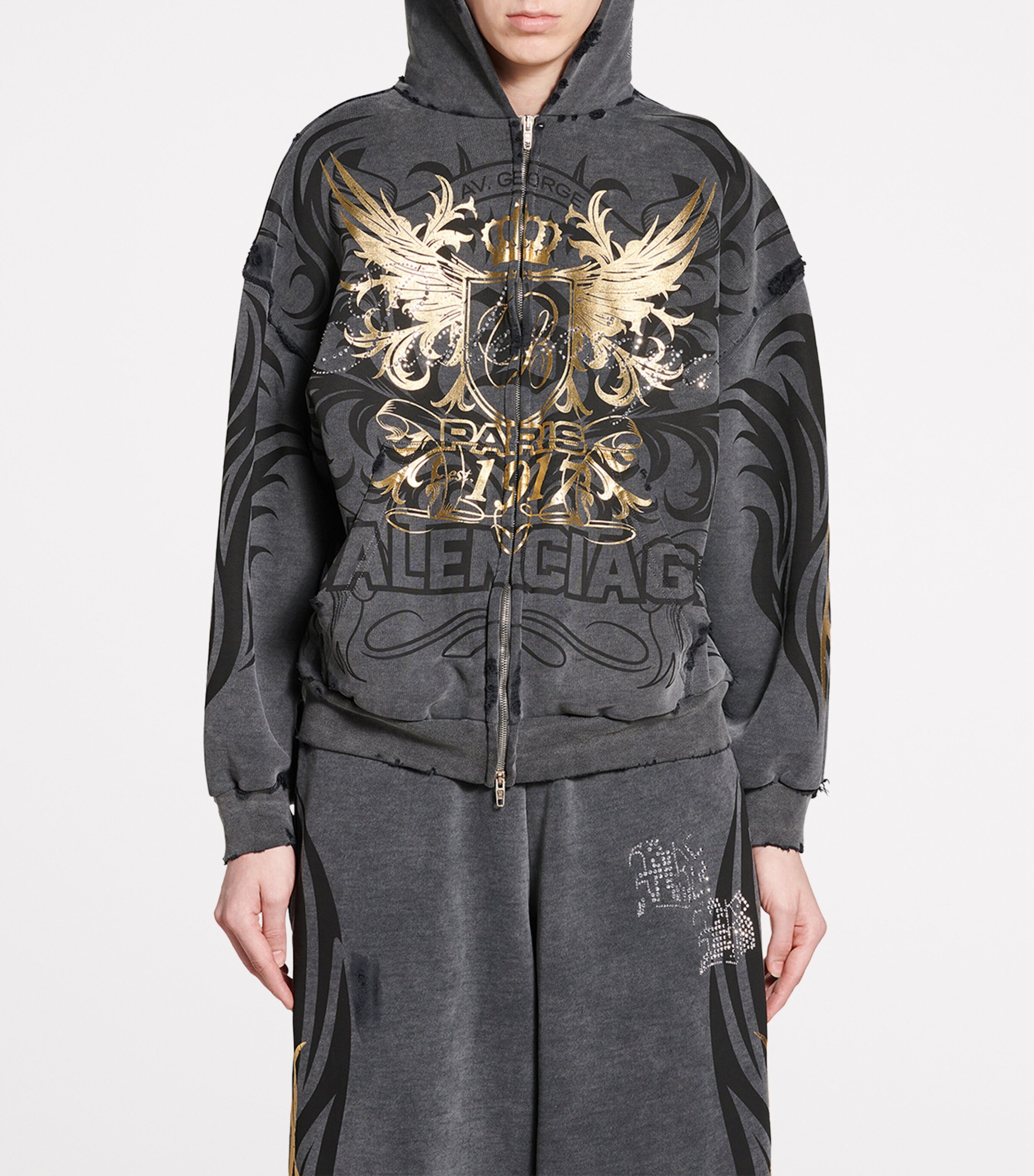 Balenciaga Mens Cotton Logo Zip-Up Hoodie Image 6