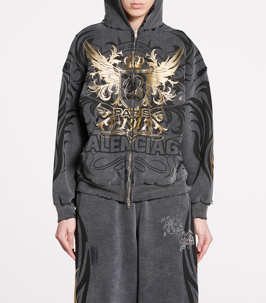 Balenciaga Mens Cotton Logo Zip-Up Hoodie Image 6