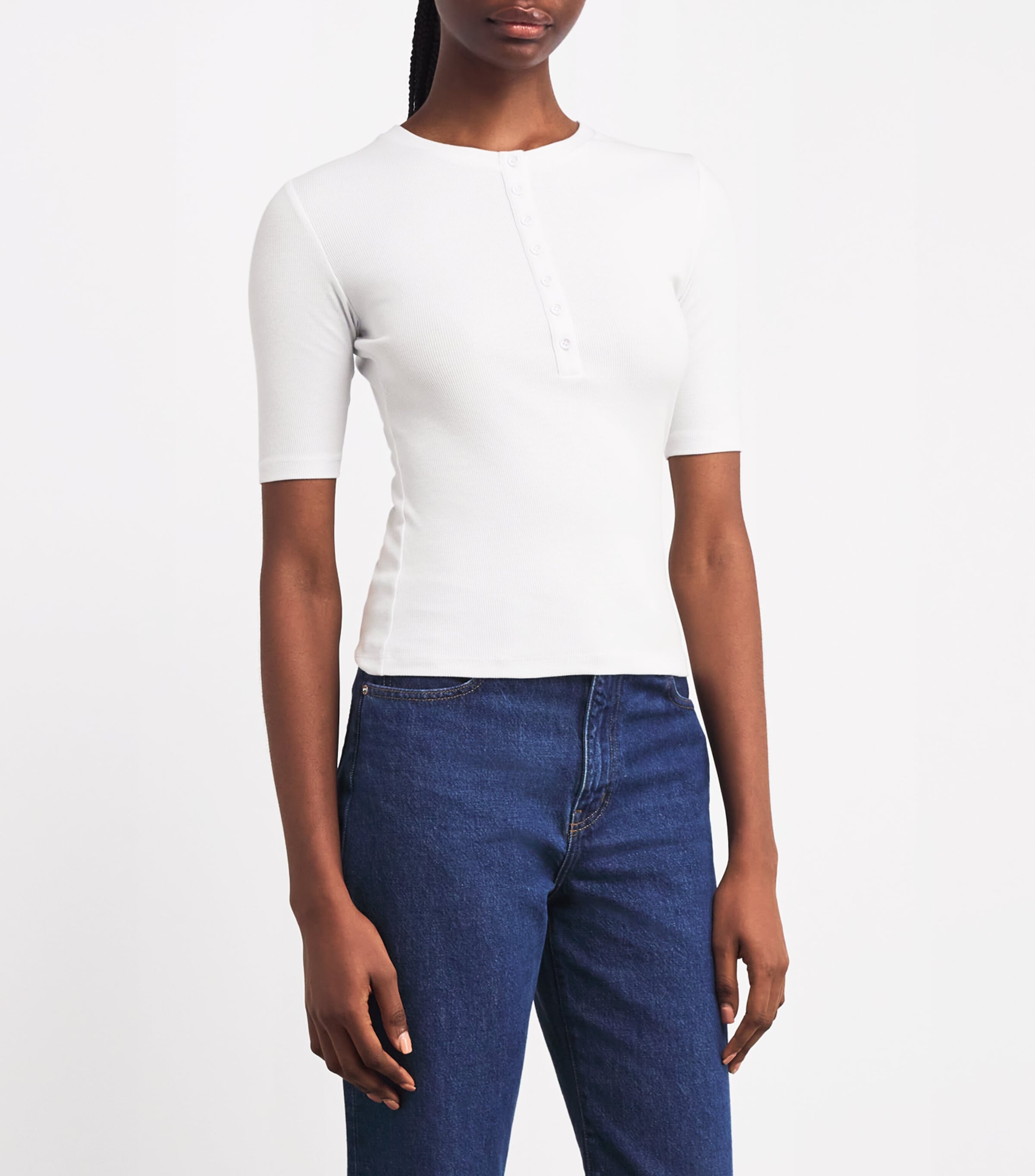 Cotton Buttoned Top BRIGHT WHITE Image 3