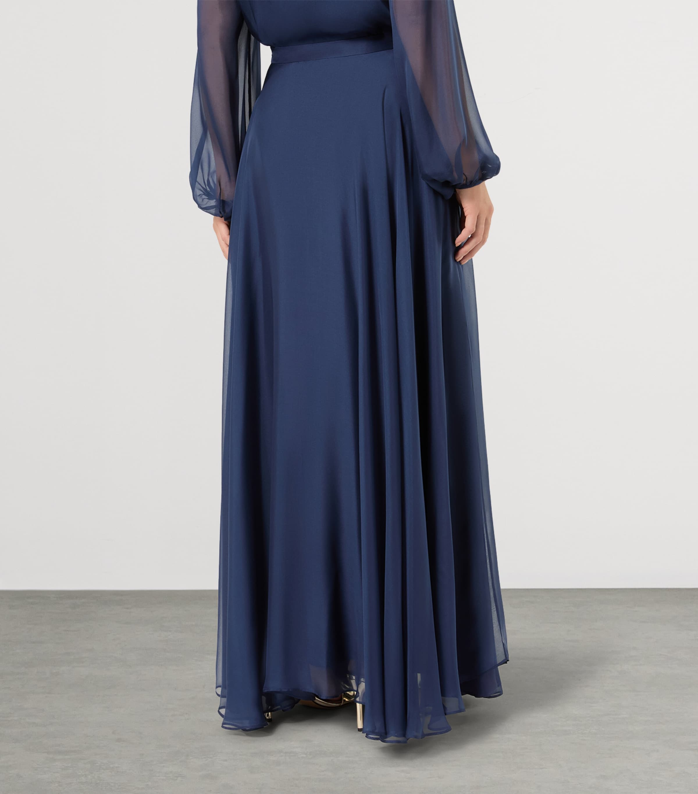 Marina Rinaldi Womens Silk Chiffon Maxi Skirt Navy Image 4