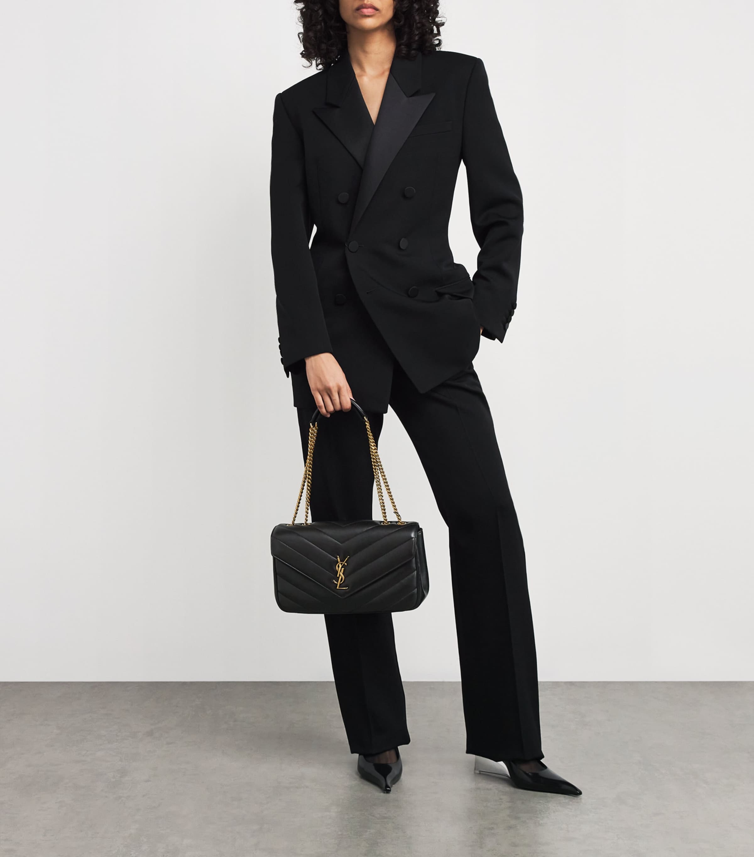 ショルダーバッグ・ポシェット SAINT LAURENT LOULOU LARGE BAG BLACK IN LEATHER YSL Saint Laurent LouLou Small Black Silver Leather Shoulder