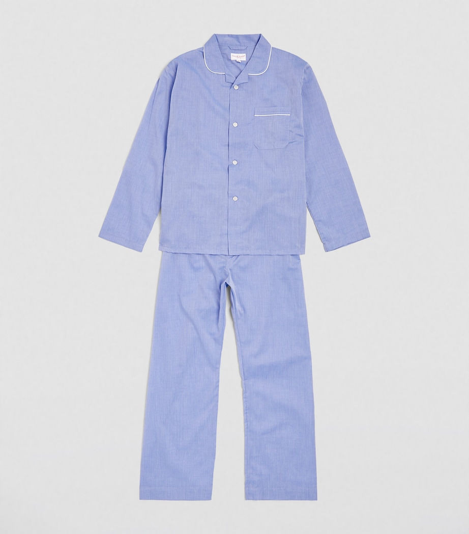 Derek Rose Kids Cotton Amalfi Pyjama Set (3-16 Years) Amalfi Blue Image 2