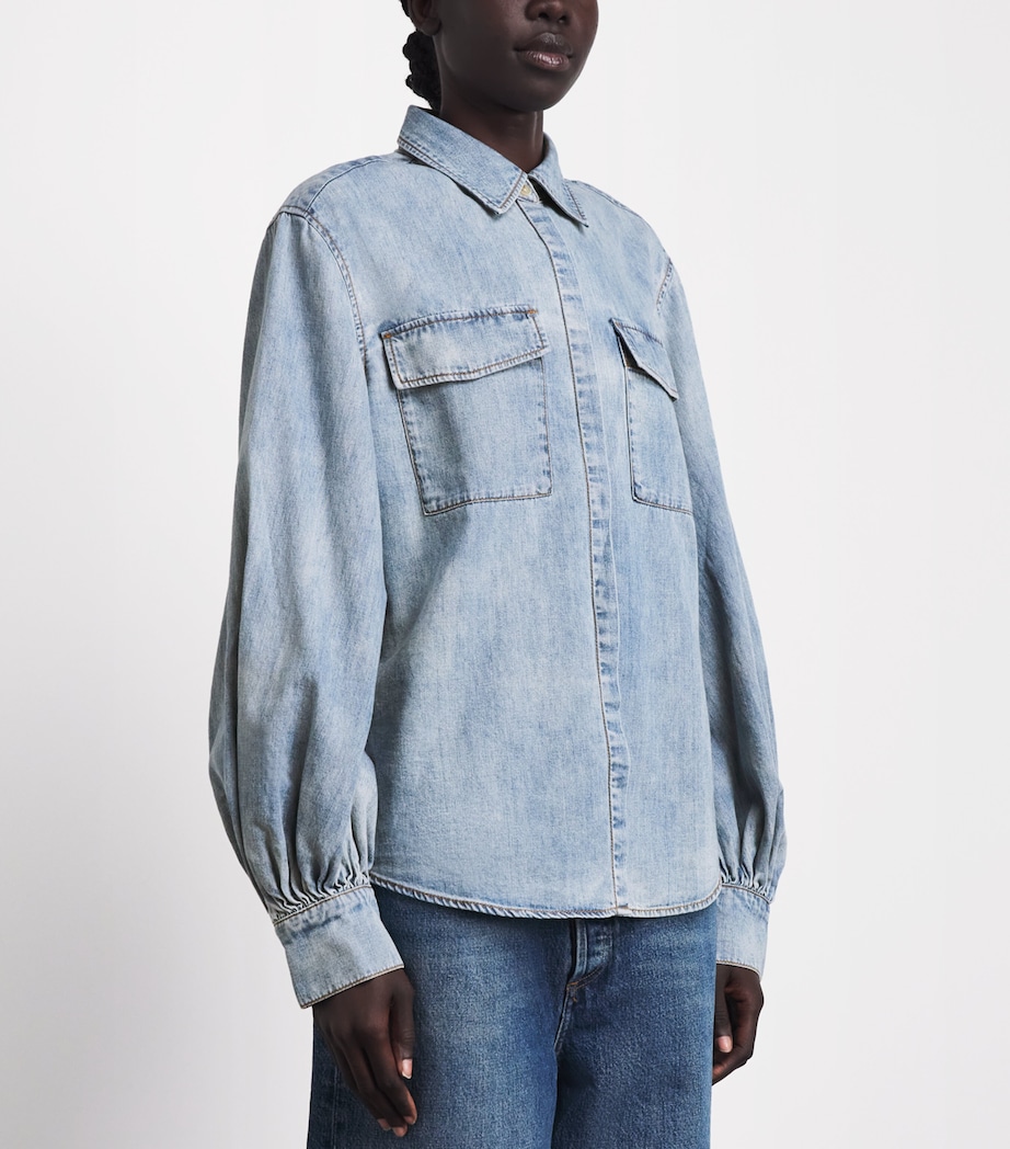 7 For All Mankind Womens Denim Shirt Chambray Loft Image 4