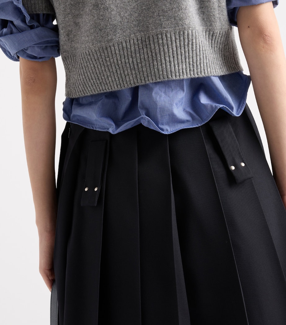 Wool Pleated Mini Skirt F0008 Image 5