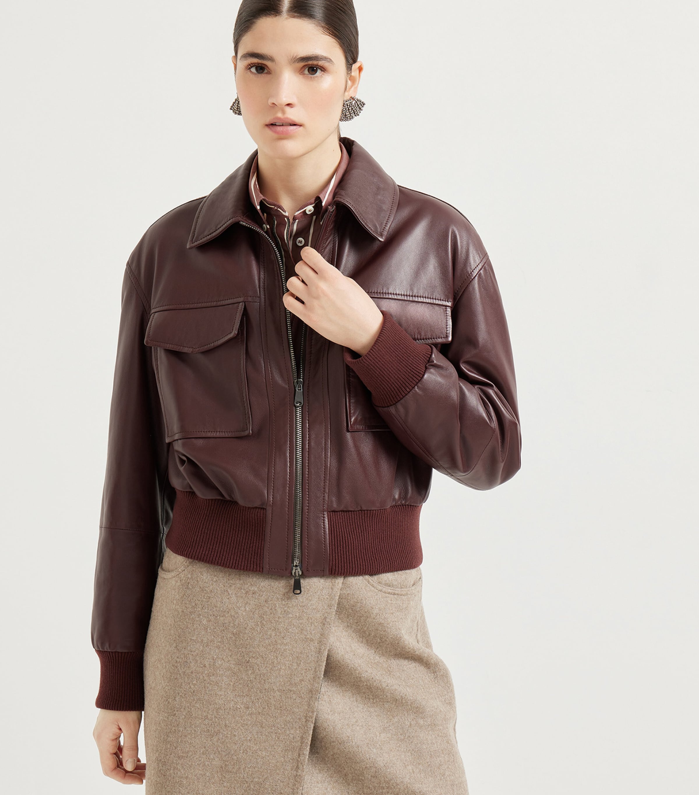Brunello Cucinelli Leather Bomber Jacket | Harrods US