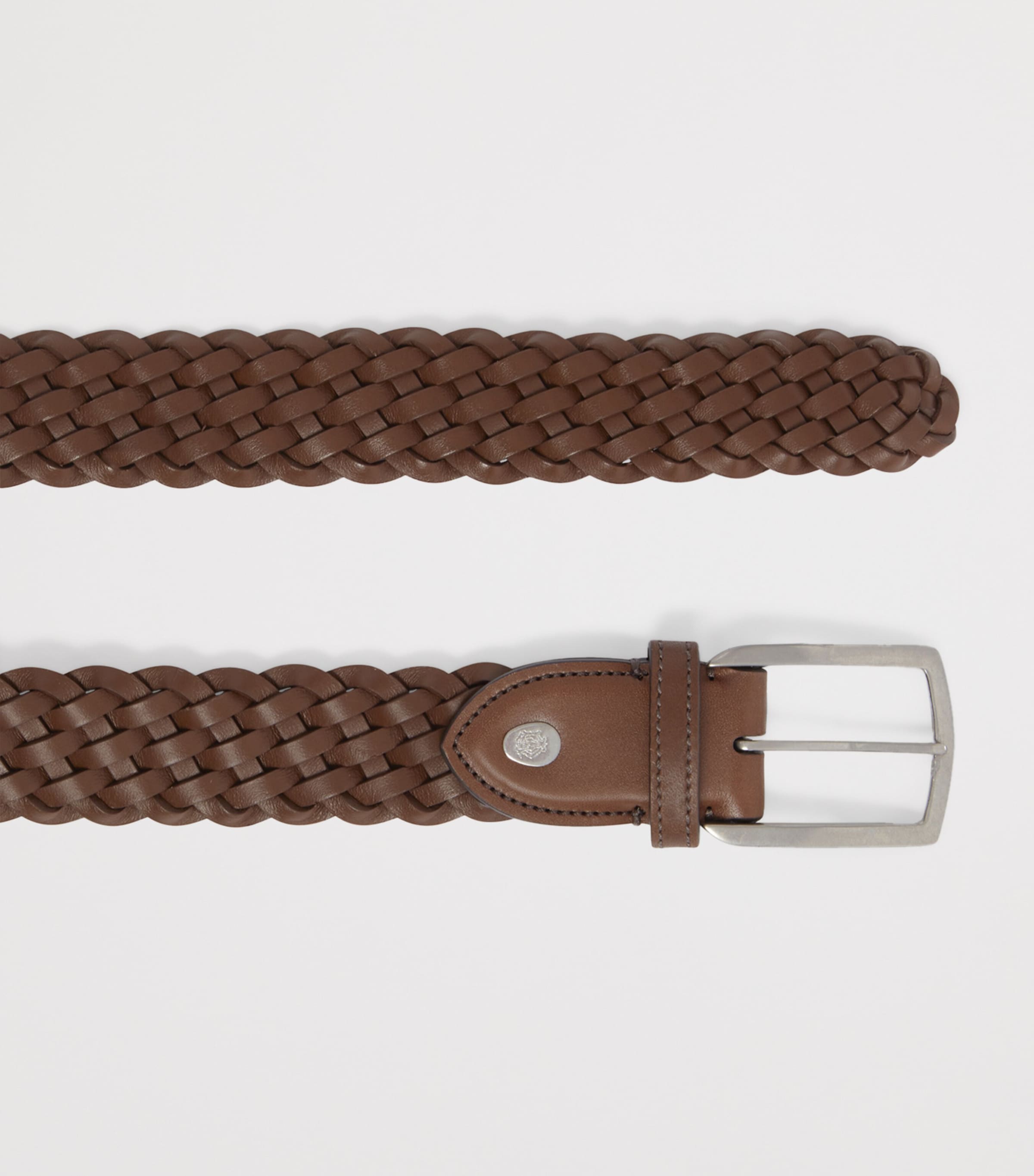 Leather Braided Belt 973WHISKEY Image 3