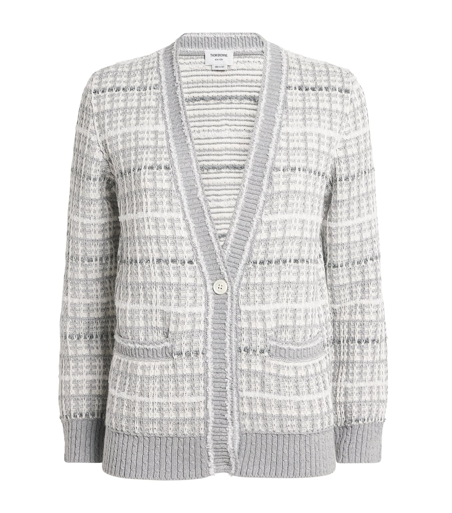 Thom Browne Womens Tweed V-Neck Cardigan Lt Grey Image 1