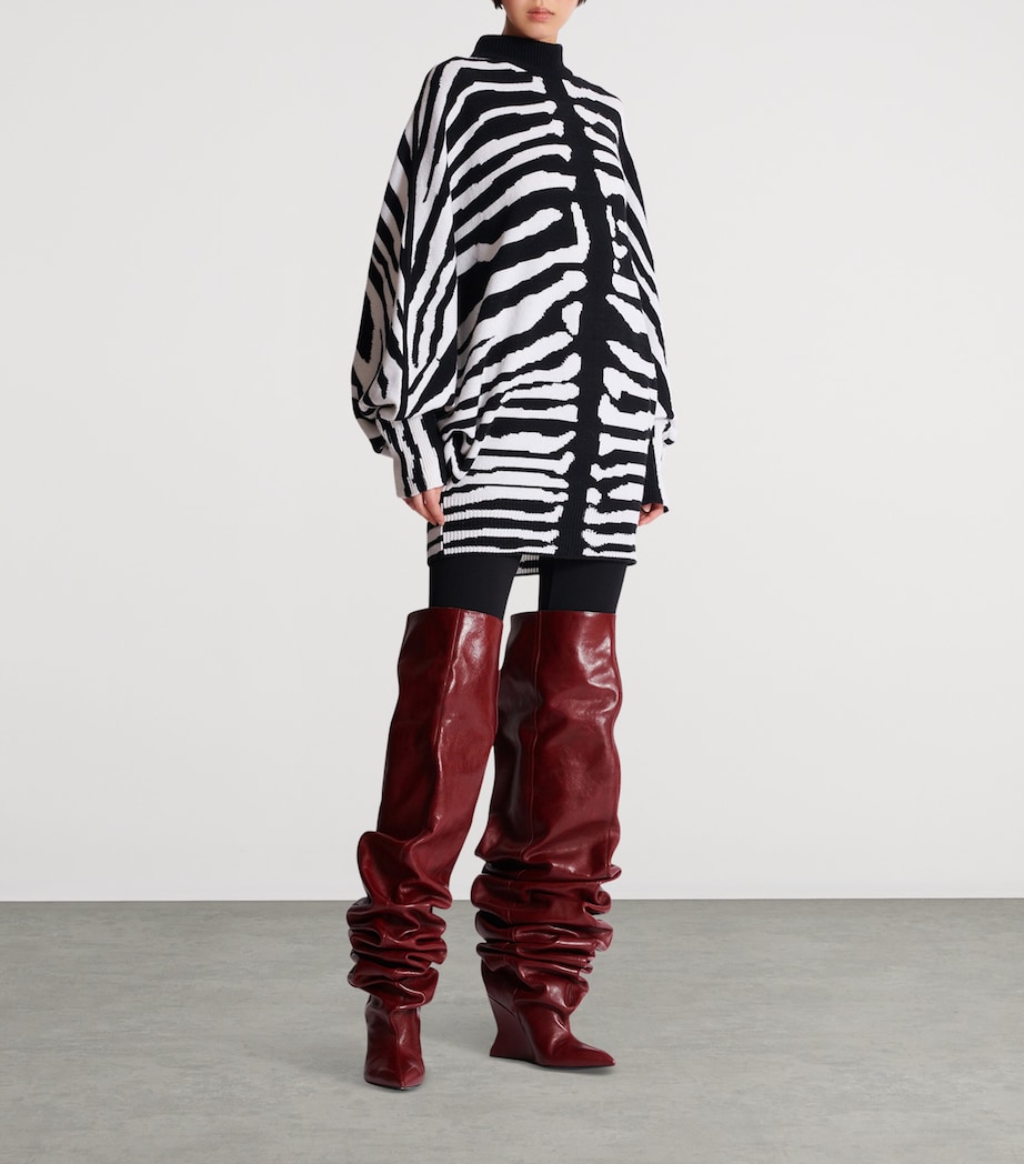 Wool-Cashmere Intarsia Mini Dress EAB NOIR/BLANC Image 3