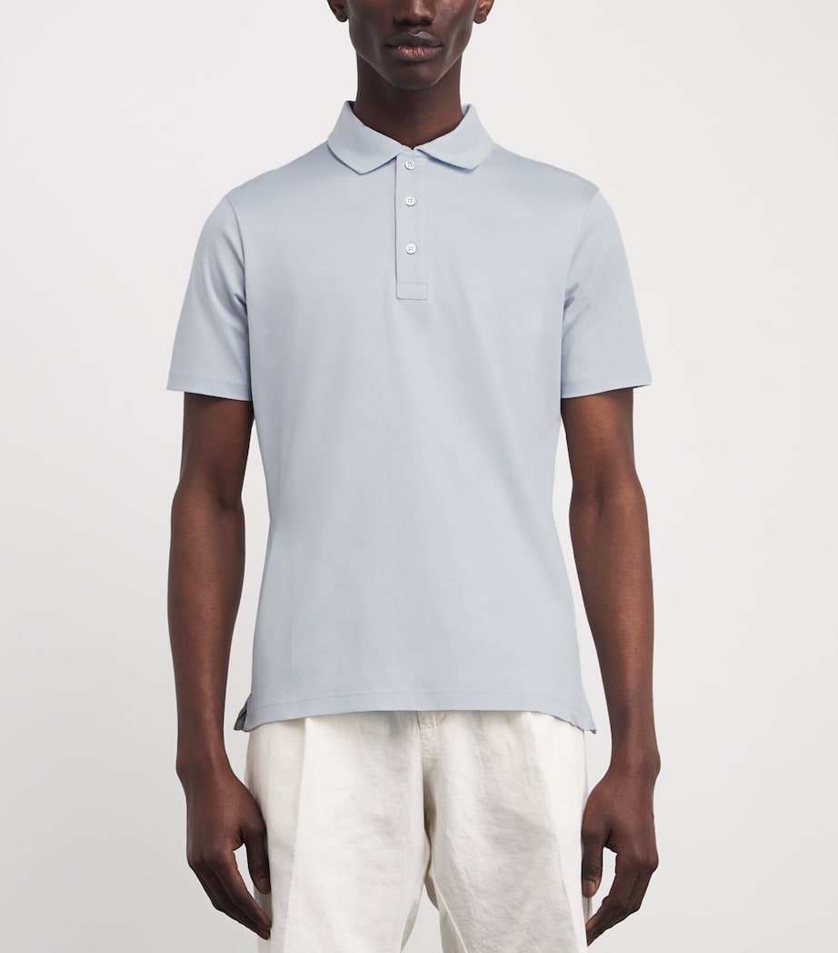 Aqua Touch Cotton Interlock Polo Shirt 394 LIGHT BLUE Image 3