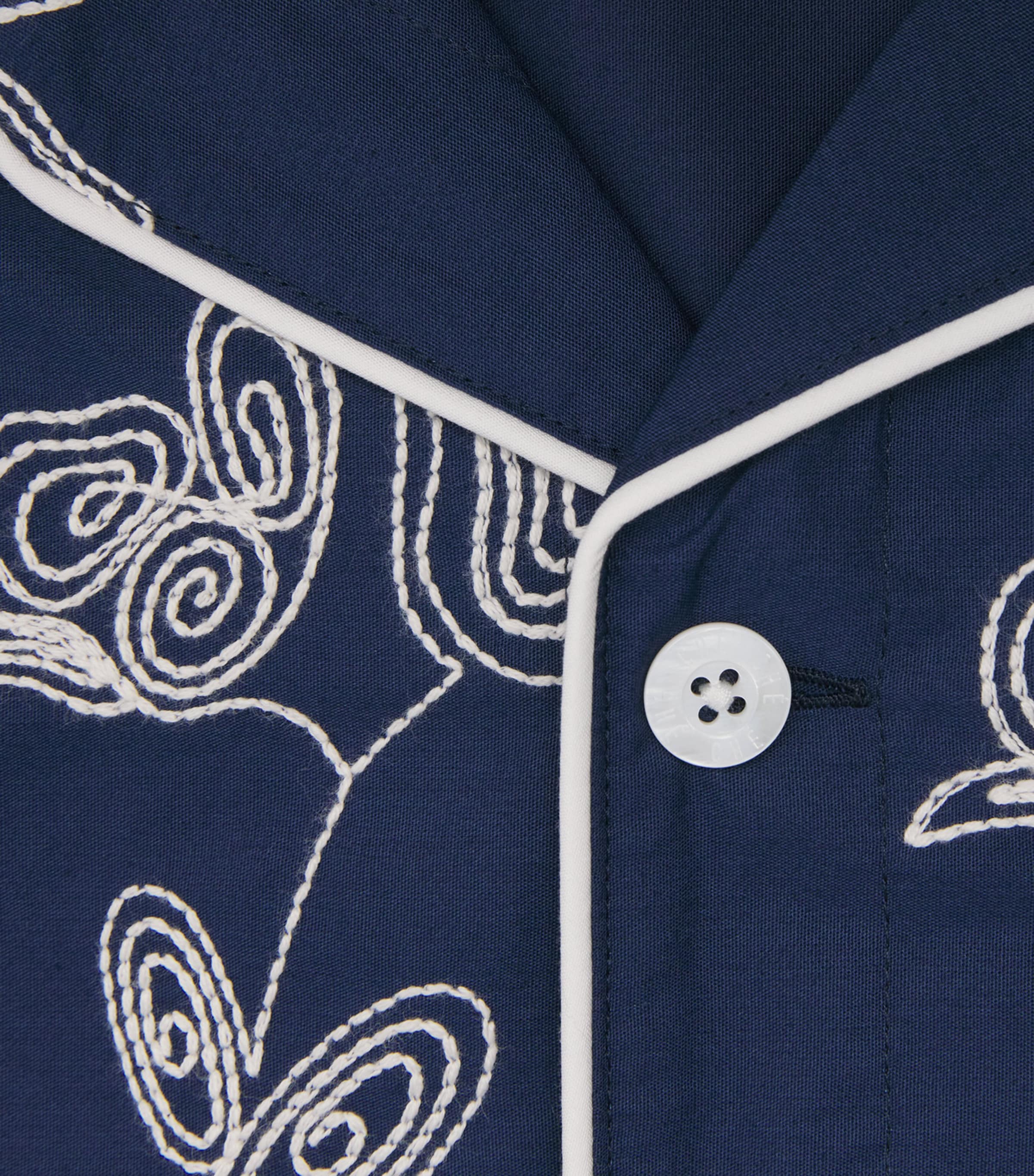 CHÉ Mens Embroidered Flores Shirt Blue Image 6