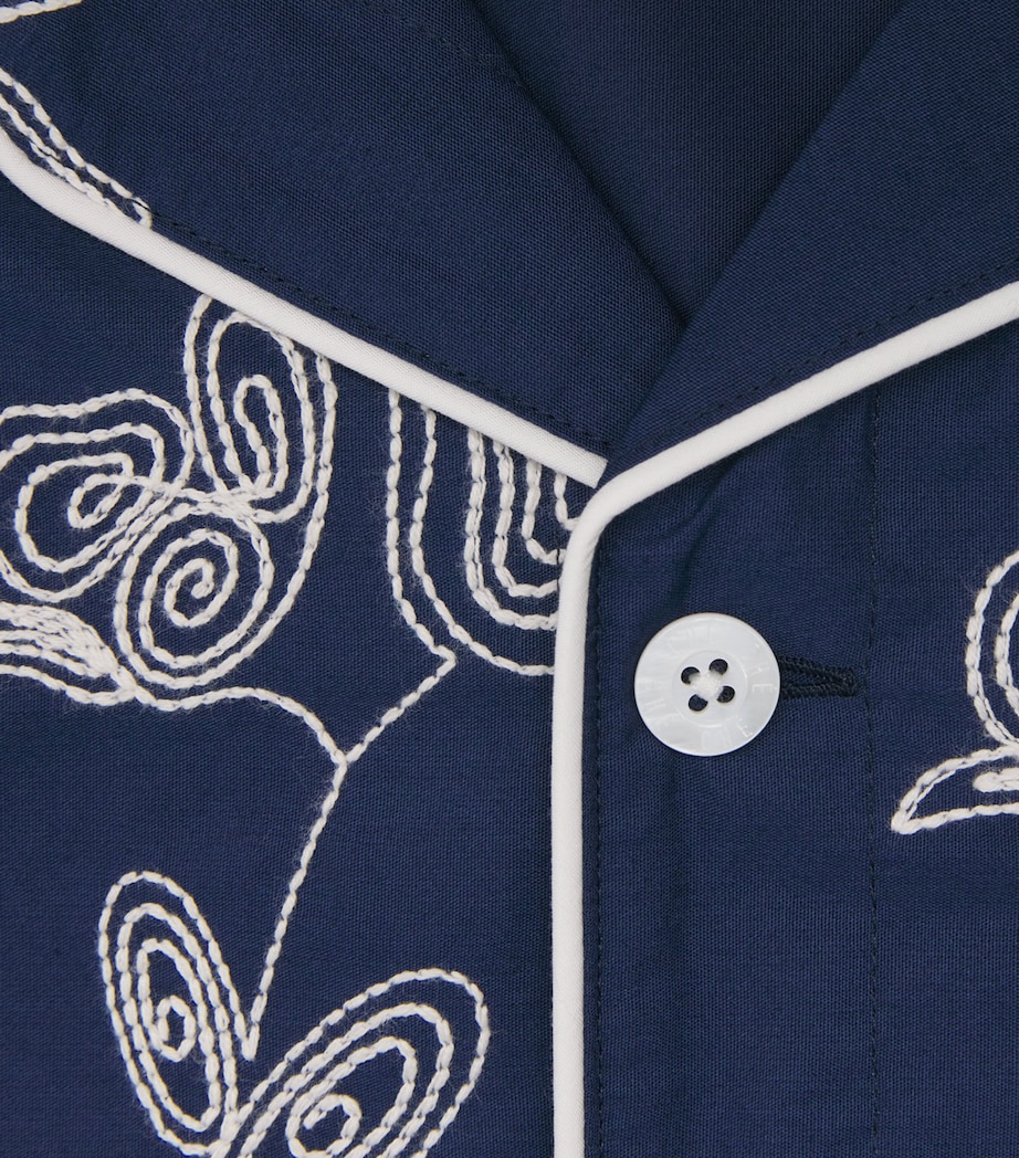 CHÉ Mens Embroidered Flores Shirt Blue Image 6