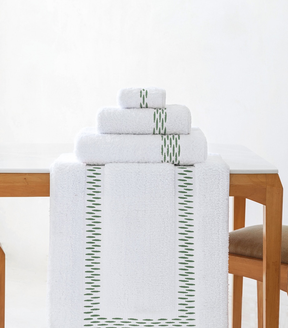 Egyptian Cotton Alhambra Face Towel (30cm x 30cm) WHITE/JADE Image 2