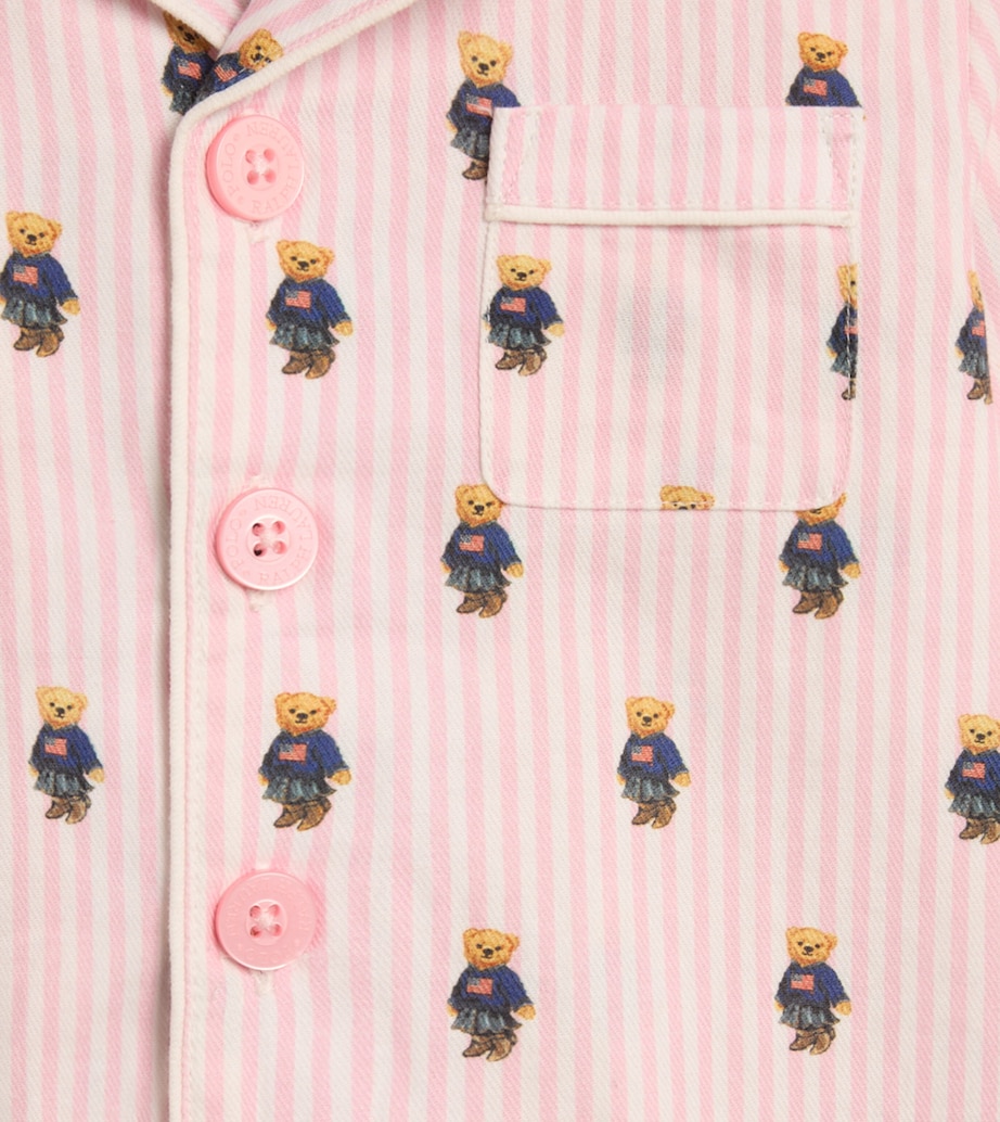 Cotton Polo Bear Pyjama Set (4-6 Years) W2QWHITE/CARMEL PINK Image 2