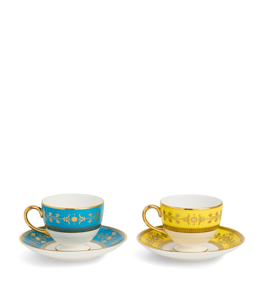 Set of 2 Bone China Bacchus Teacups and Saucers MULTI Image 3
