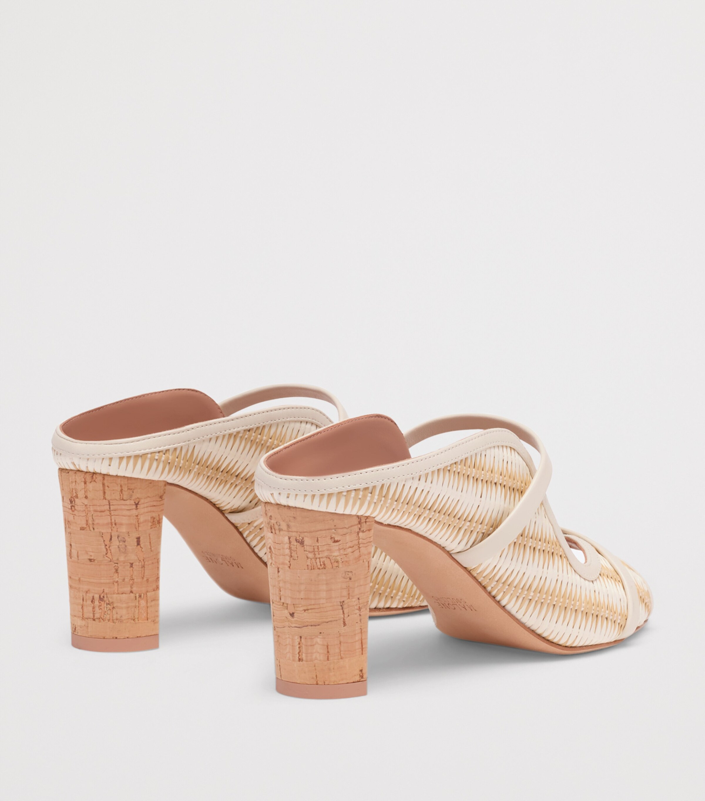Malone Souliers Striped Raffia Norah Heeled Sandals 70 Cream Image 4
