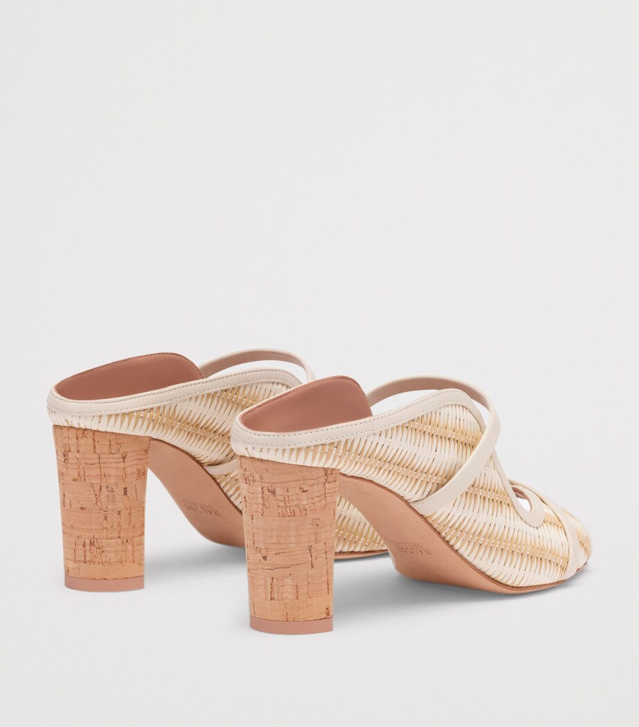 Malone Souliers Striped Raffia Norah Heeled Sandals 70 Cream Image 4