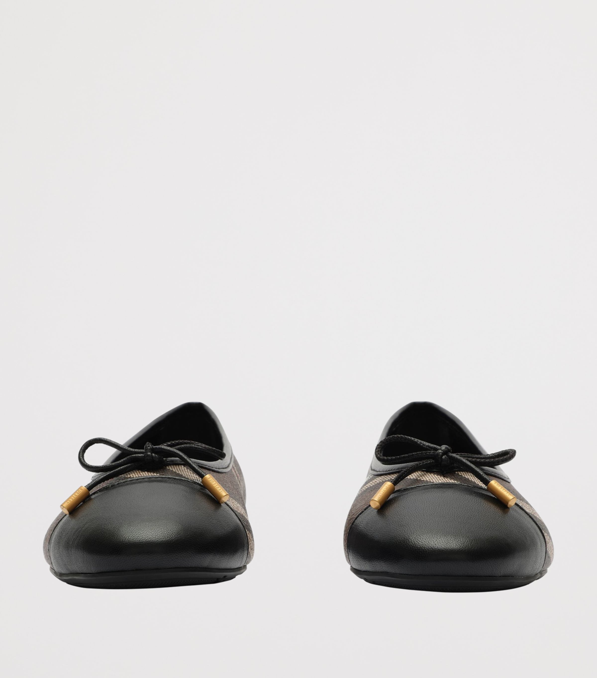 Burberry Check Canvas Highgate Ballet Flats Tobacco Brown Ip Chk Image 2