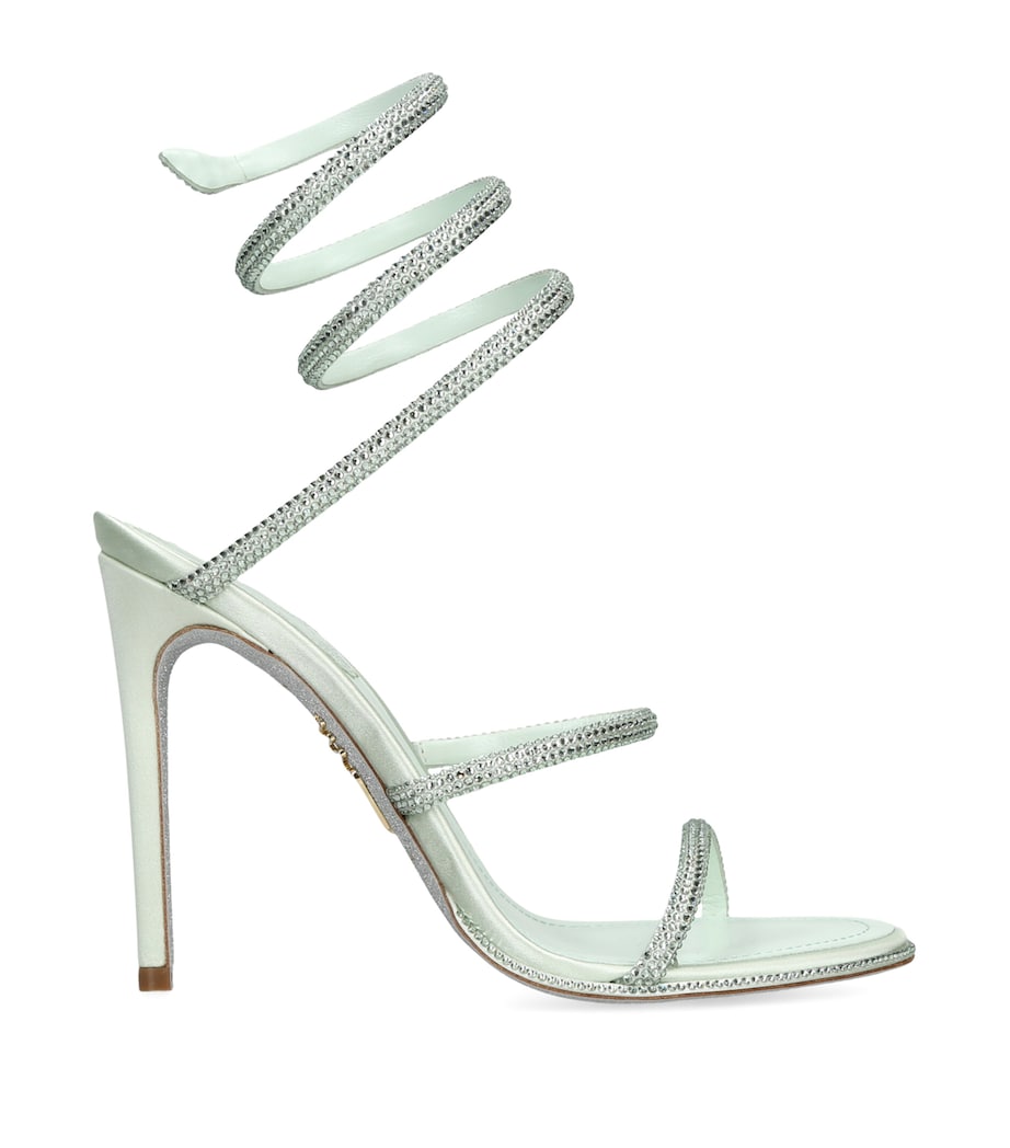 René Caovilla Satin Crystal-Embellished Cleo Sandals 105 Pale Green Image 1