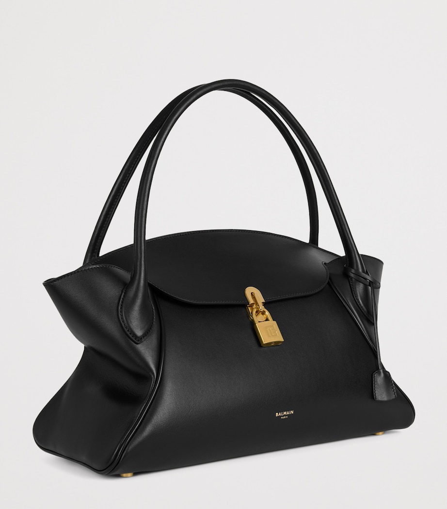 Balmain Womens Medium Leather Pulse Day Top-Handle Bag Noir Image 3