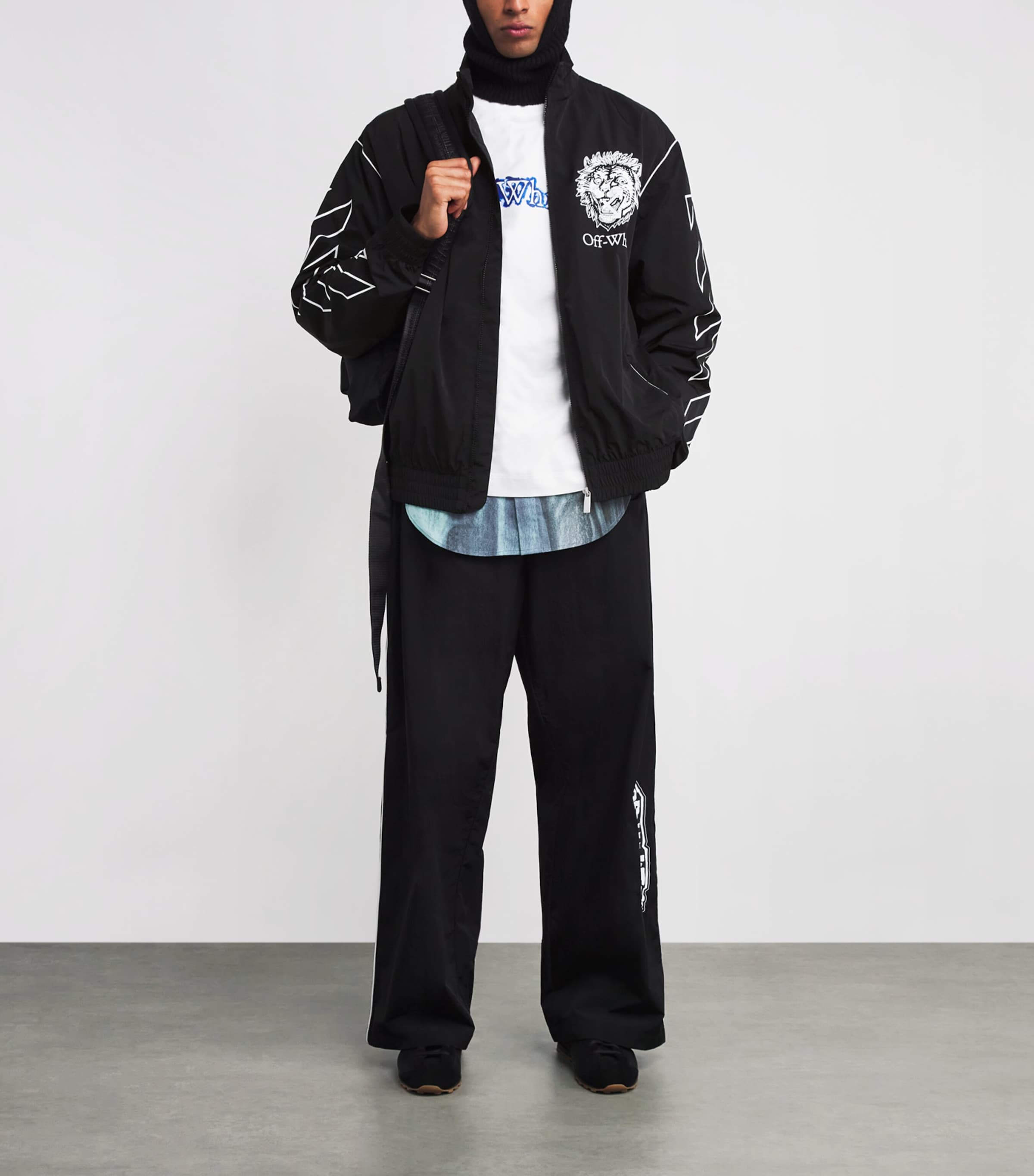 Lion Print Track Jacket BLACK-WHITE Image 2