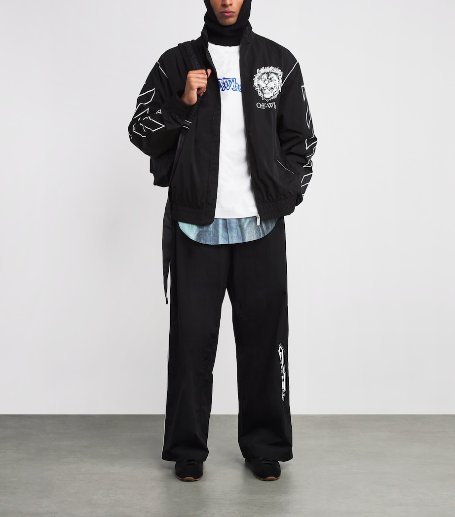 Lion Print Track Jacket BLACK-WHITE Image 2