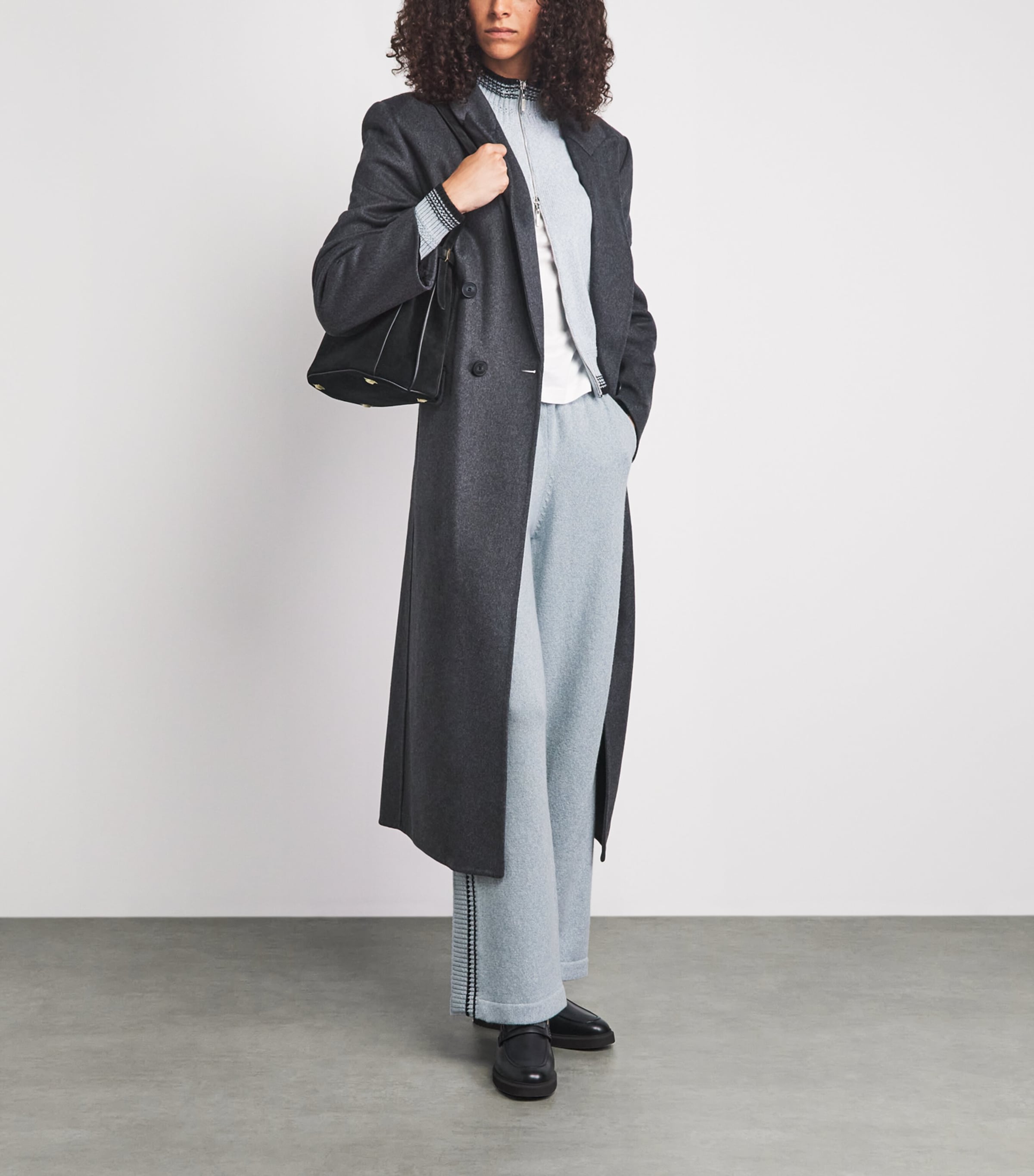 Barrie Womens Mottled Cashmere Wide-Leg Trousers Bbarnblk/bbclclu Image 2