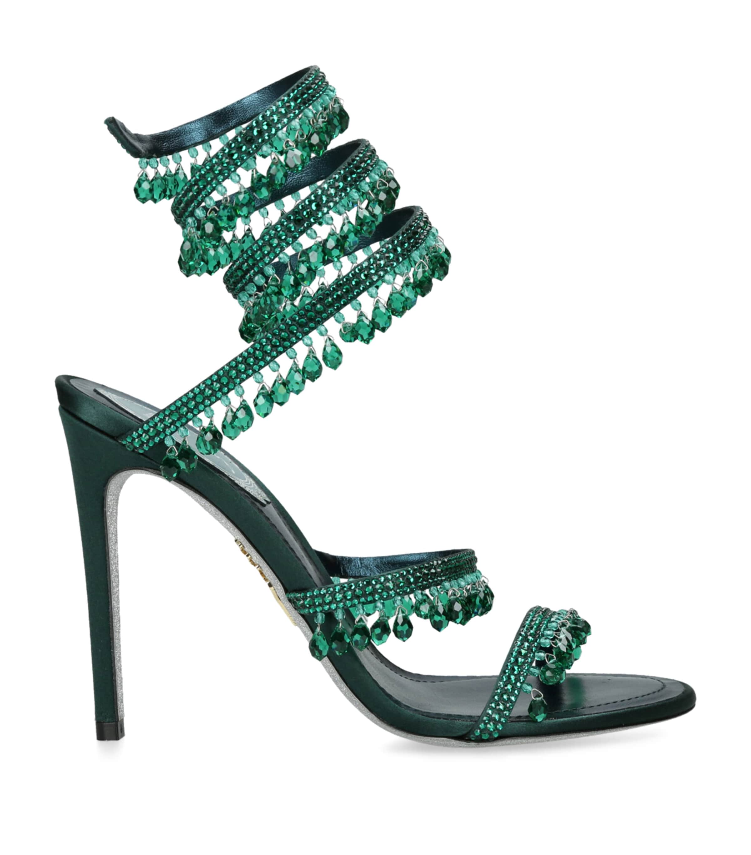 René Caovilla Embellished Chandelier Heels 105 In Green
