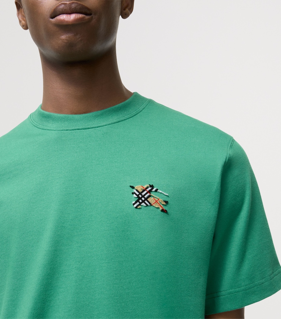 Burberry Mens Cotton Check EKD Slim T-Shirt Jade Green Image 3
