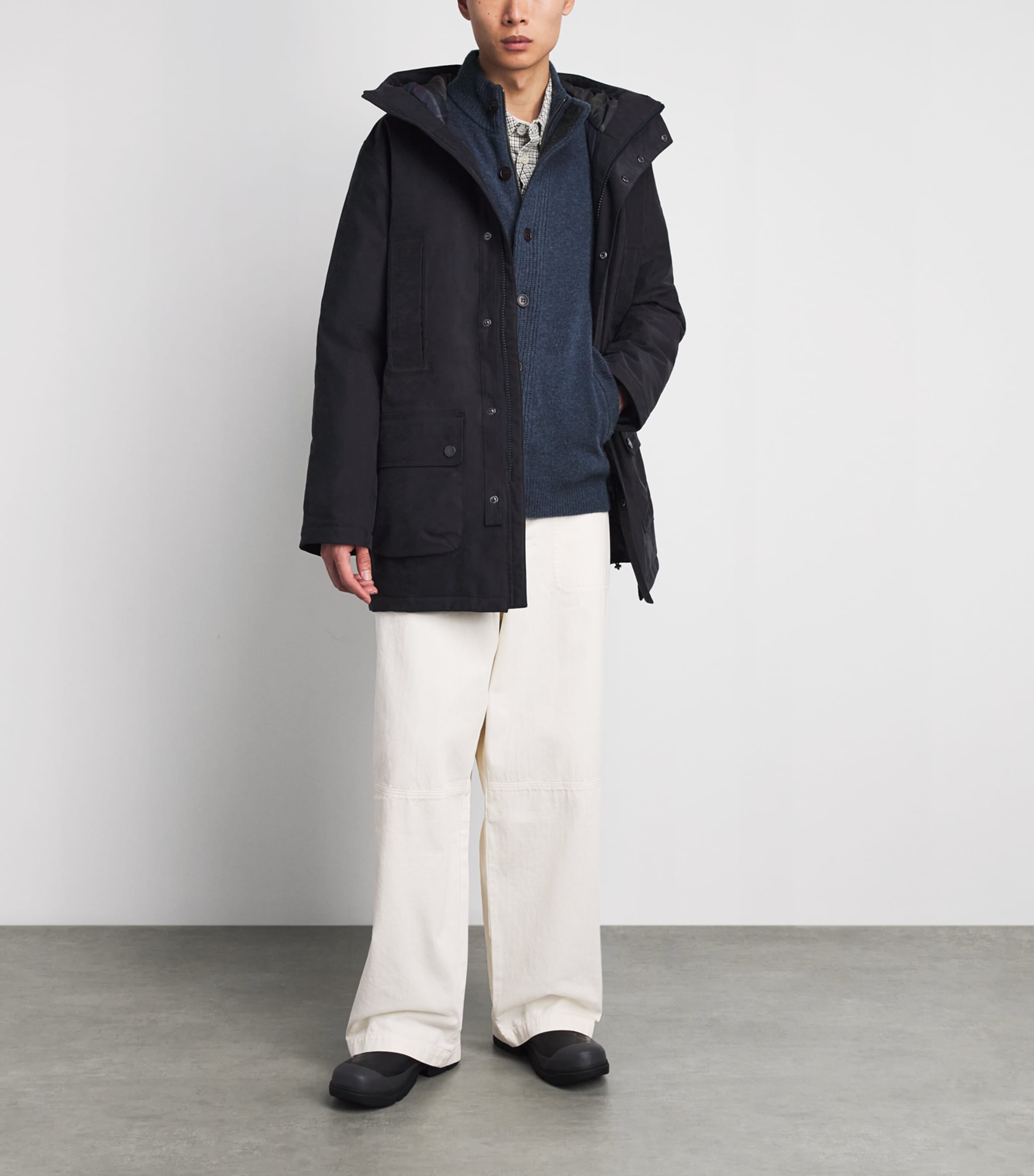 Barbour Mens Wool Patch Zip-Through Cardigan Dark Indigo Image 2