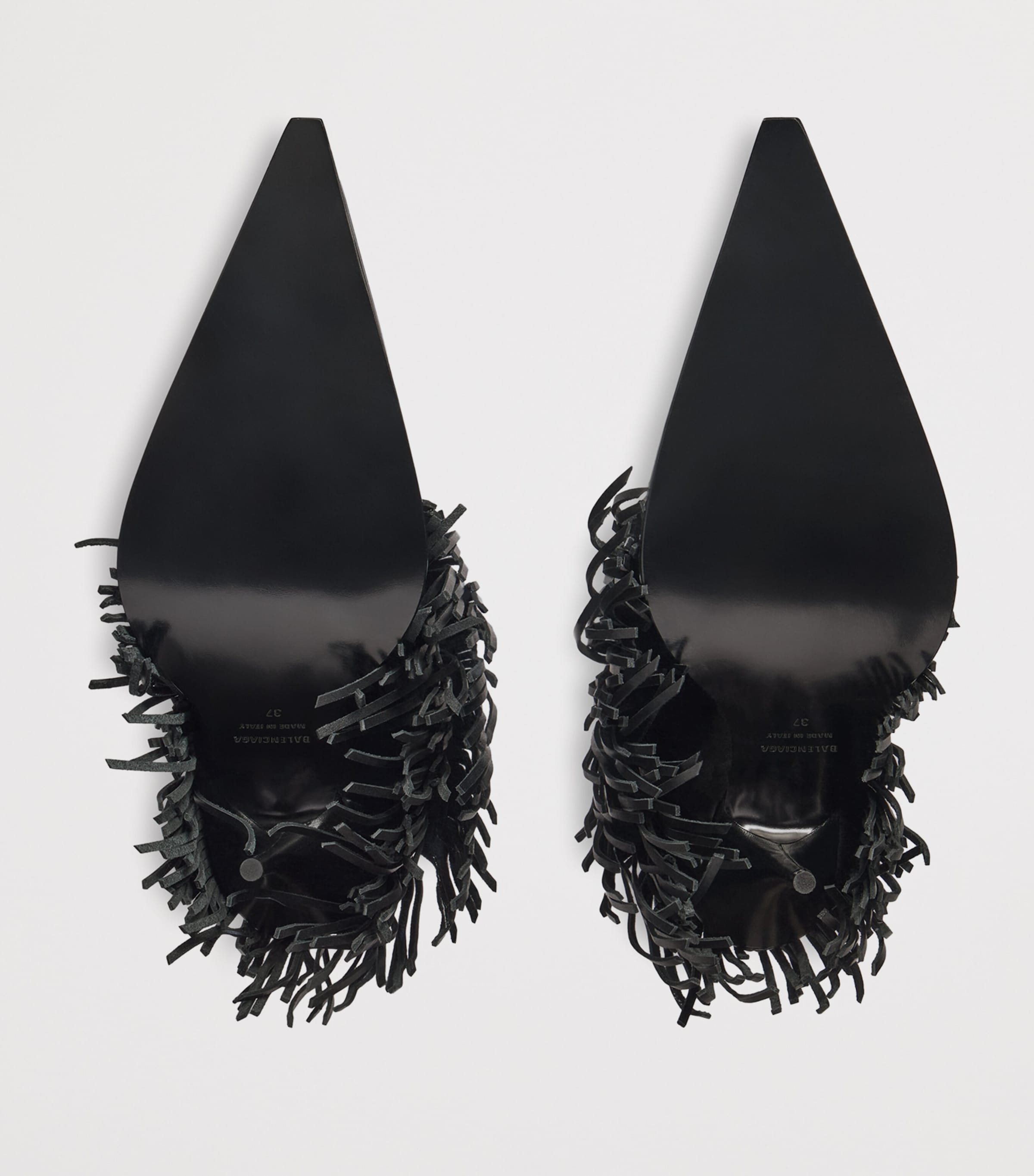 Balenciaga Calfskin Avenue Fringed Heeled Boots 90 Image 5