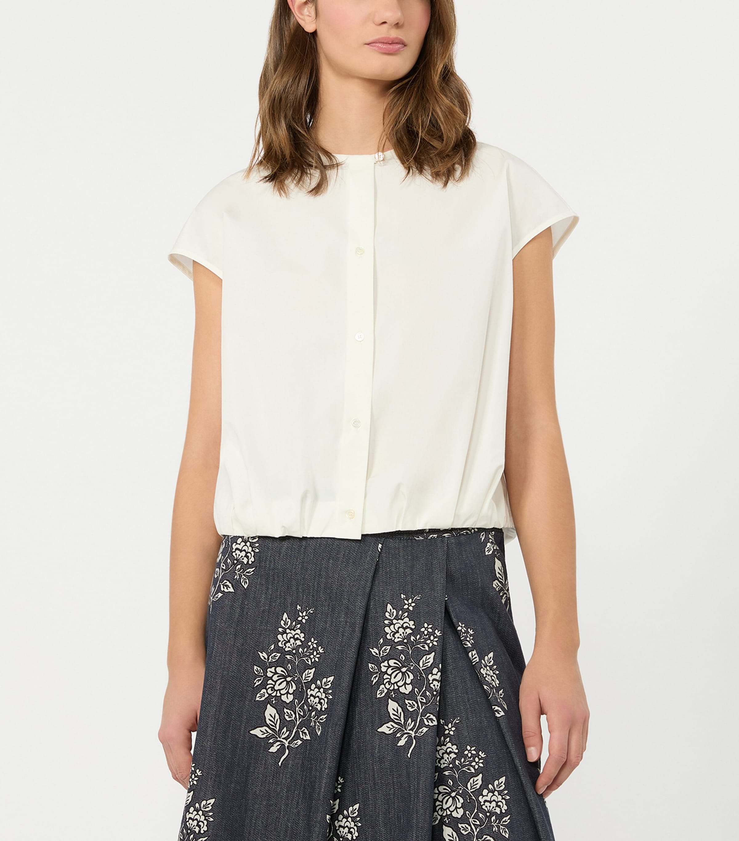 Weekend Max Mara Womens Collarless Shirt White Image 2