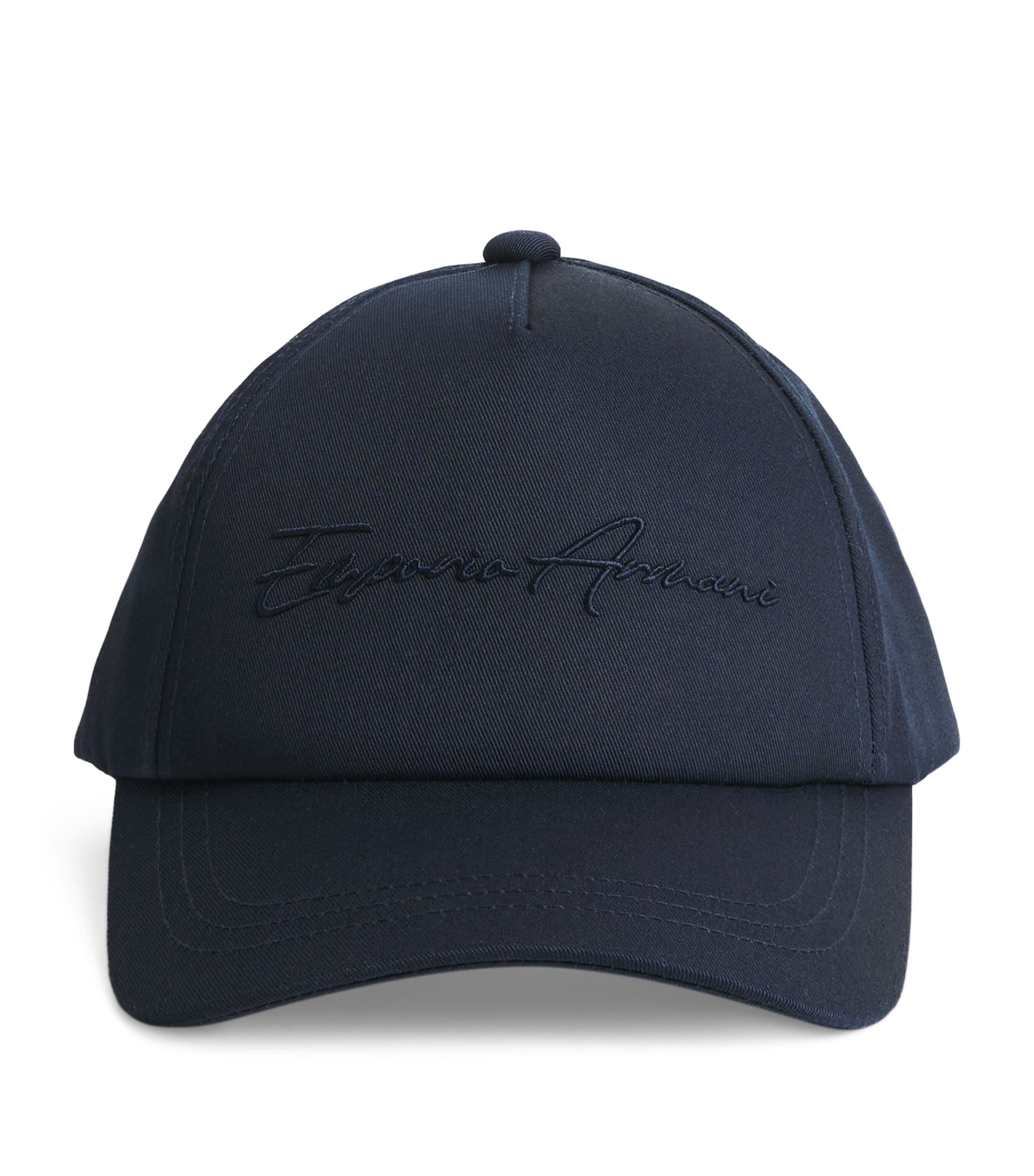 Emporio Armani Script Logo Baseball Cap In Blue