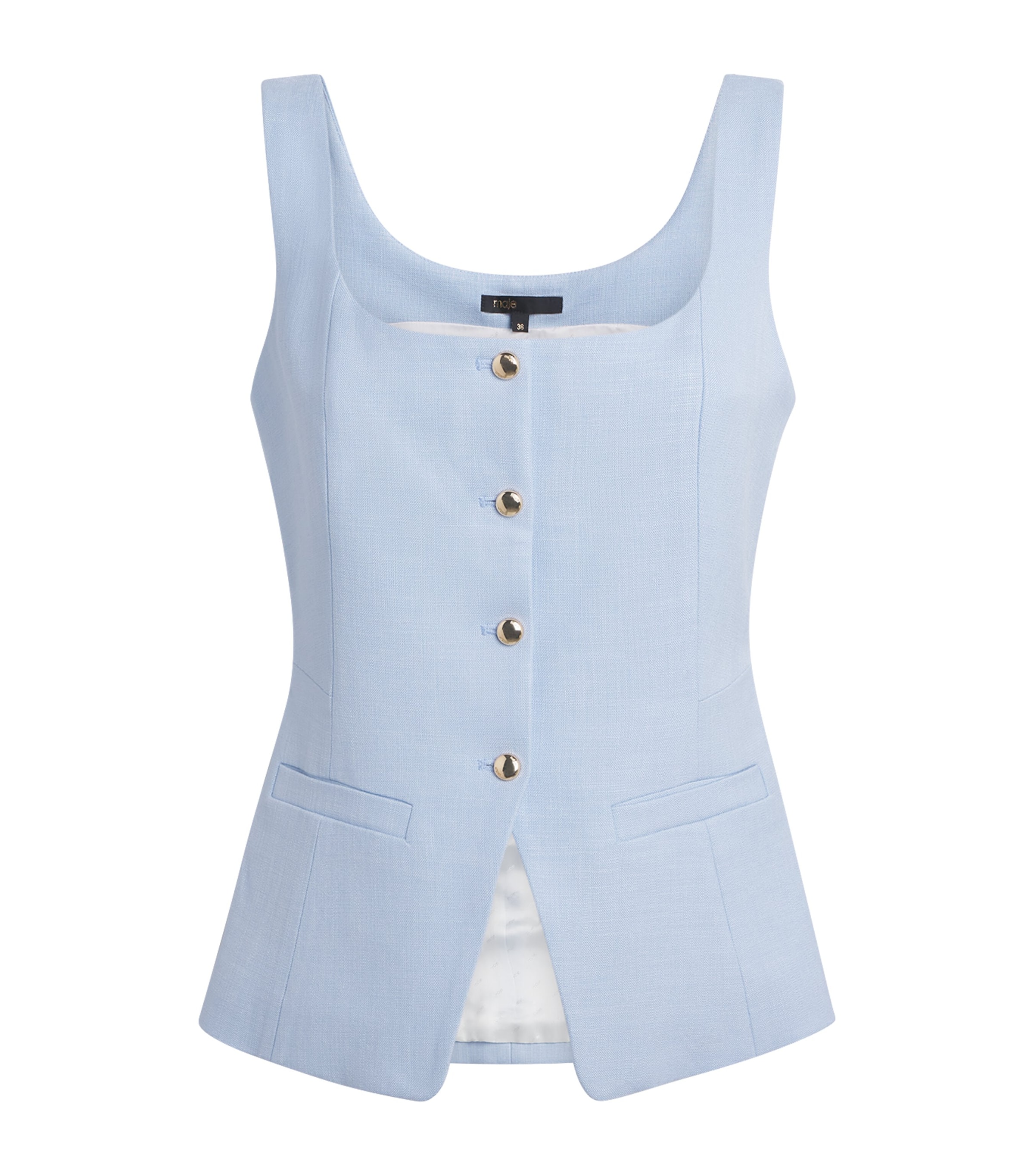 Maje Square-neck Waistcoat In Blue